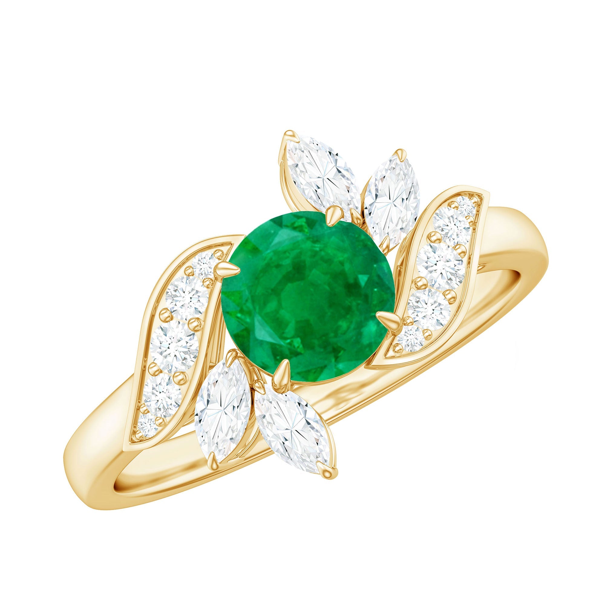 Natural 0.4 Carat Emerald Engagement Ring with Diamond | Rings | Wiccan Center