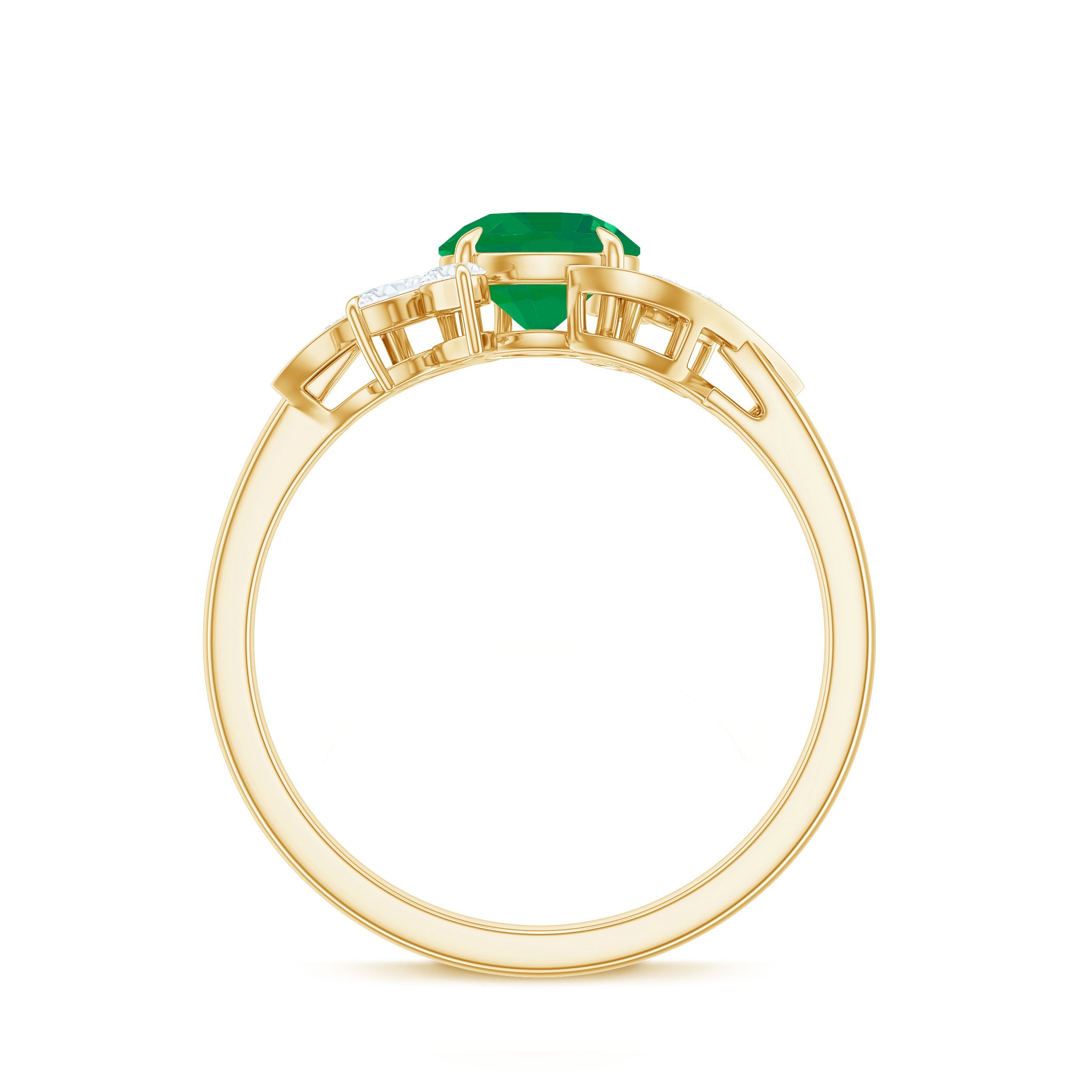 Natural 0.4 Carat Emerald Engagement Ring with Diamond