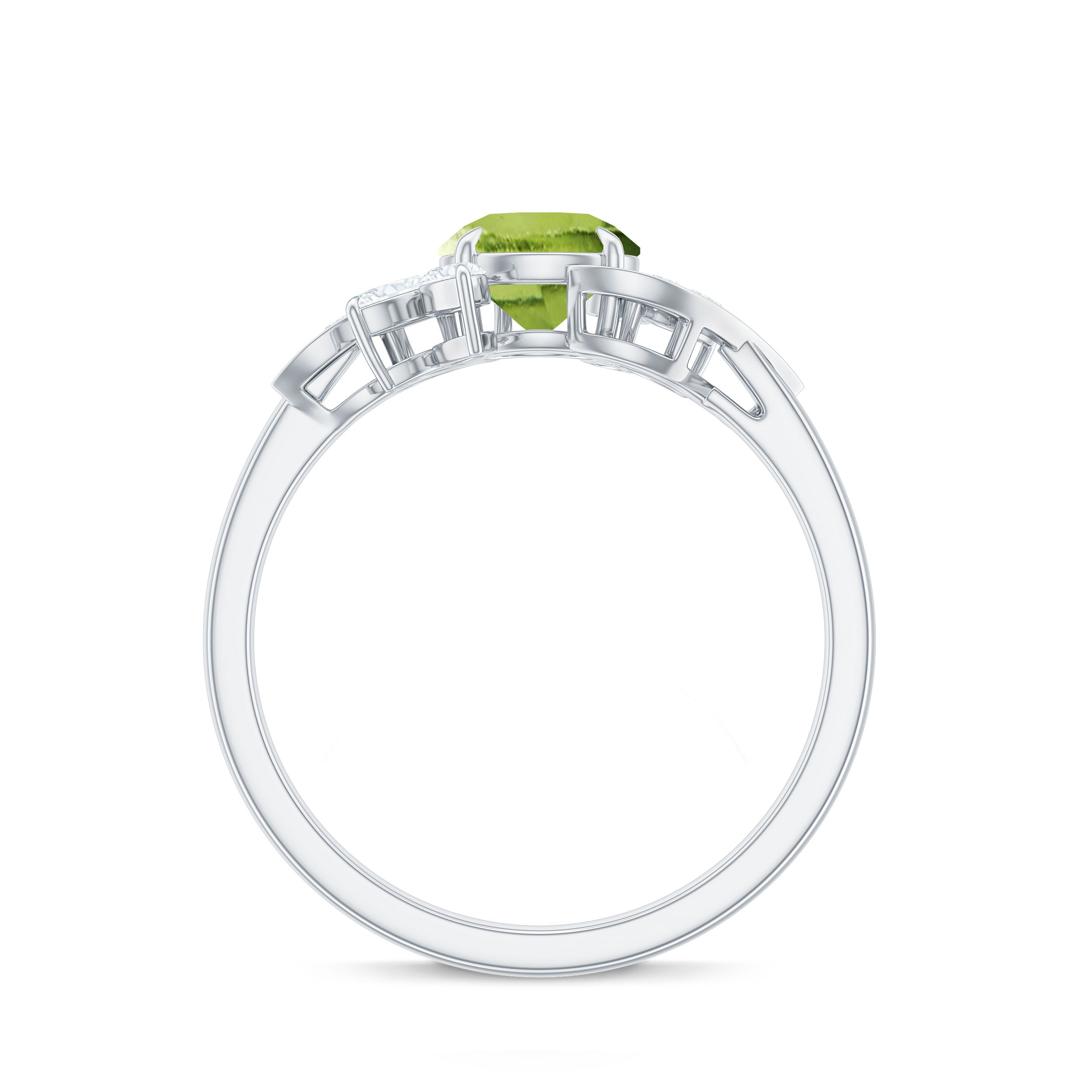 Nature Inspired 2 Carat Peridot Engagement Ring with Diamond