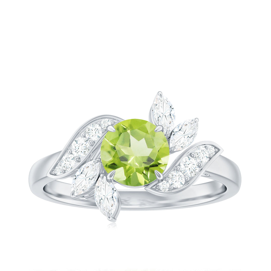 Nature Inspired 2 Carat Peridot Engagement Ring with Diamond
