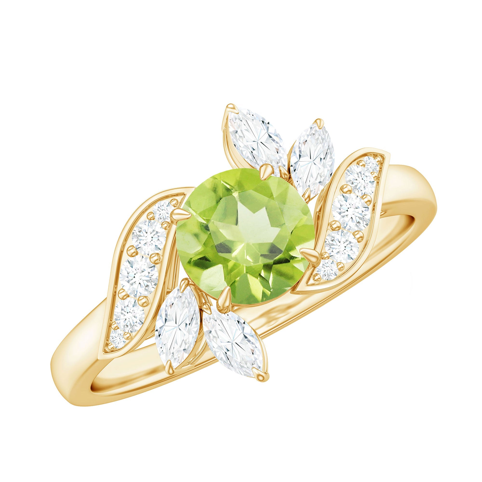 Nature Inspired 2 Carat Peridot Engagement Ring with Diamond | Rings | Wiccan Center