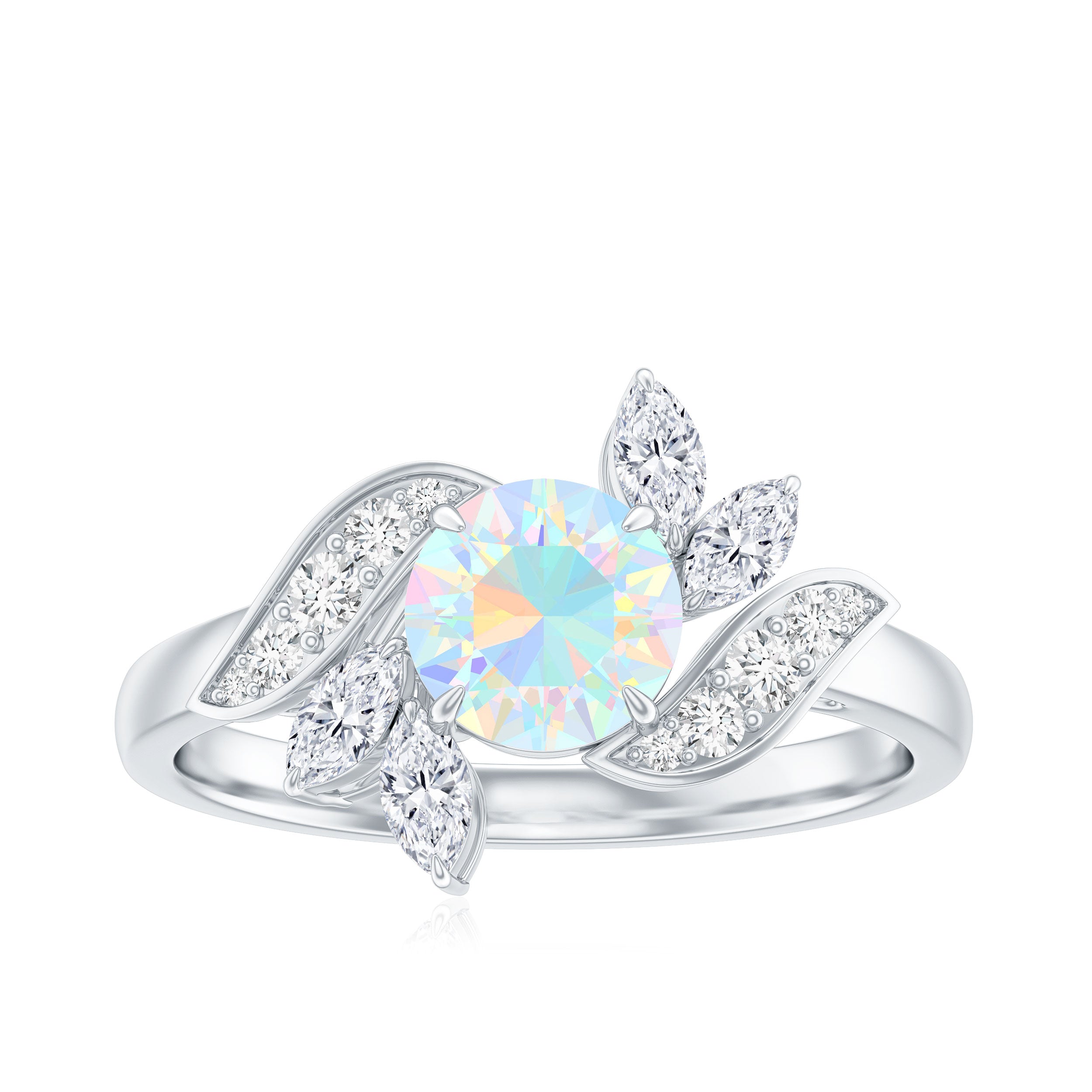 Nature Inspired Ethiopian Opal and Diamond Engagement Ring