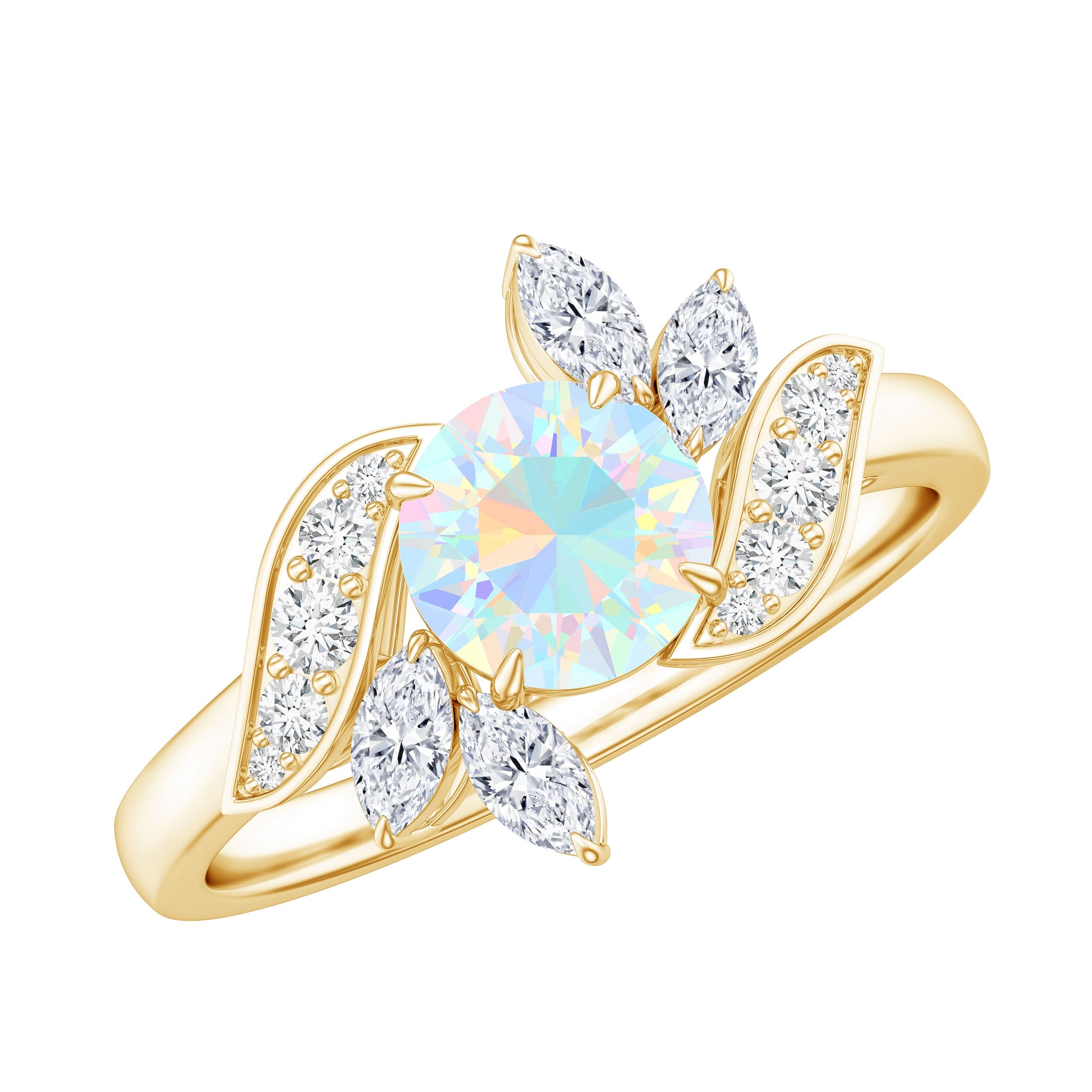 Nature Inspired Ethiopian Opal and Diamond Engagement Ring | Rings | Wiccan Center