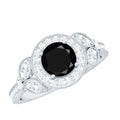 Vintage Looking 1.3 Carat Lab Grown Black Diamond Engagement Ring with White Diamond