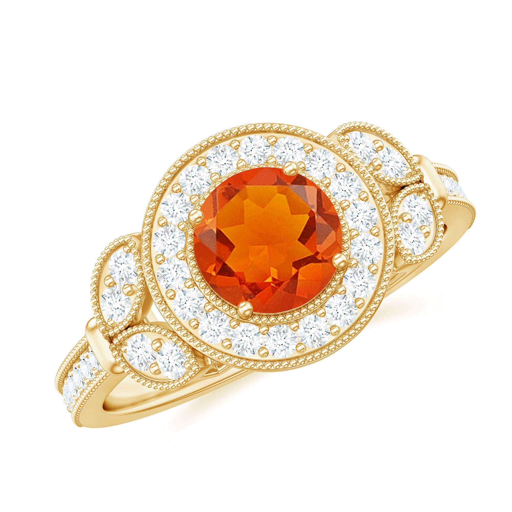 Vintage Inspired Fire Opal Engagement Ring with Diamonds | Rings | Wiccan Center