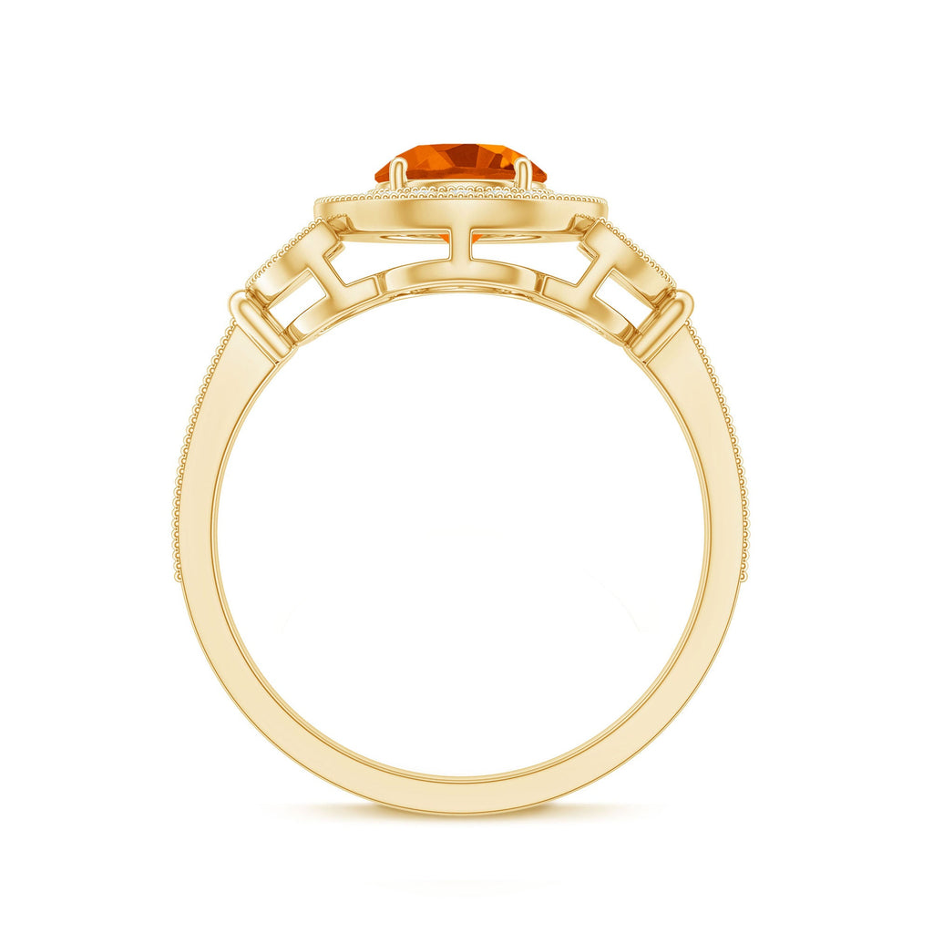 Vintage Inspired Fire Opal Engagement Ring with Diamonds