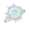 Natural 2 Carat Opalescent Halo Engagement Ring with Moissanite
