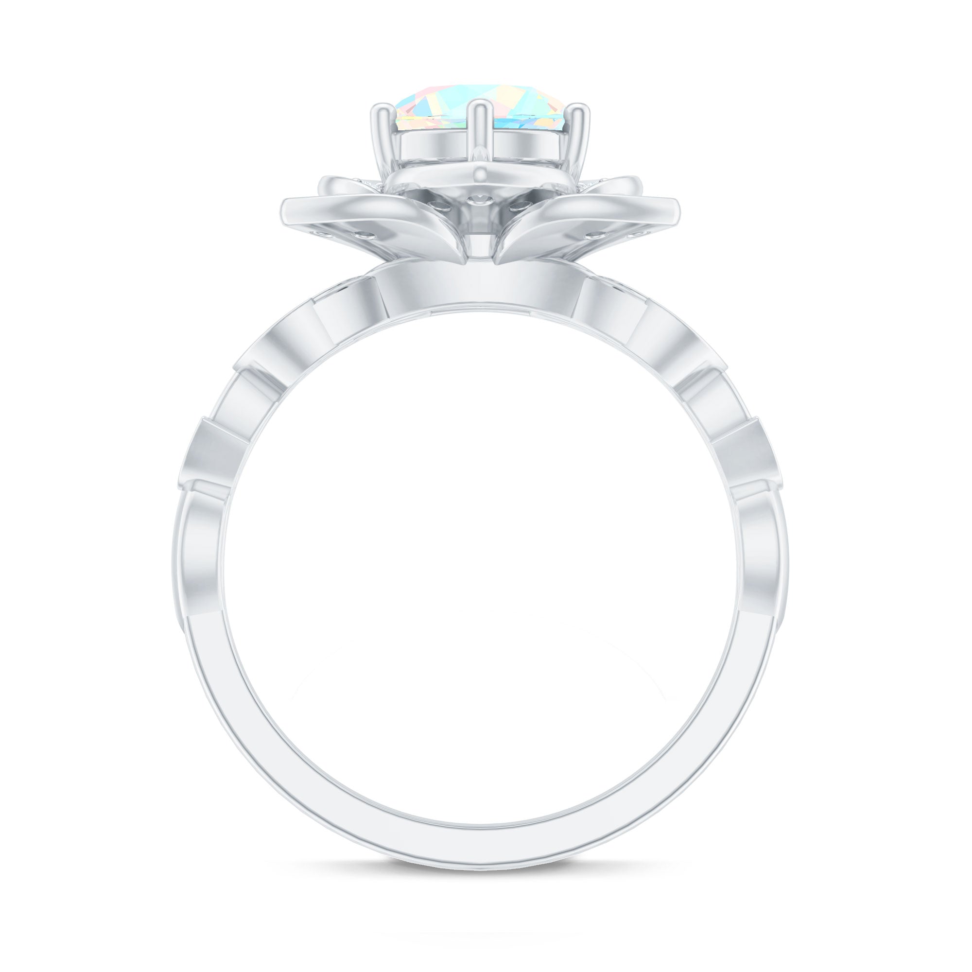 2 Carat Natural Ethiopian Opal Flower Engagement Ring with Diamond