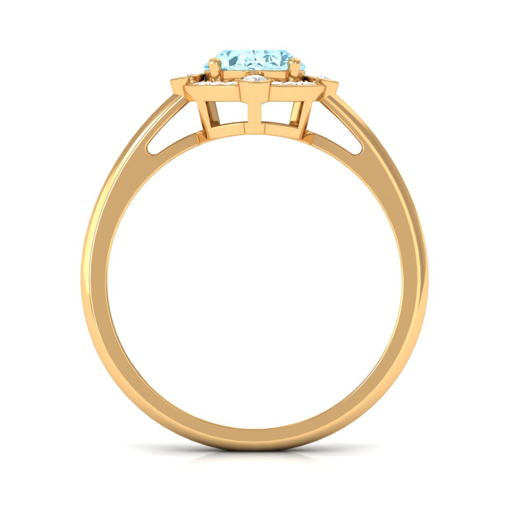 1 Carat Aquamarine Oval Halo Engagement Ring with Diamond
