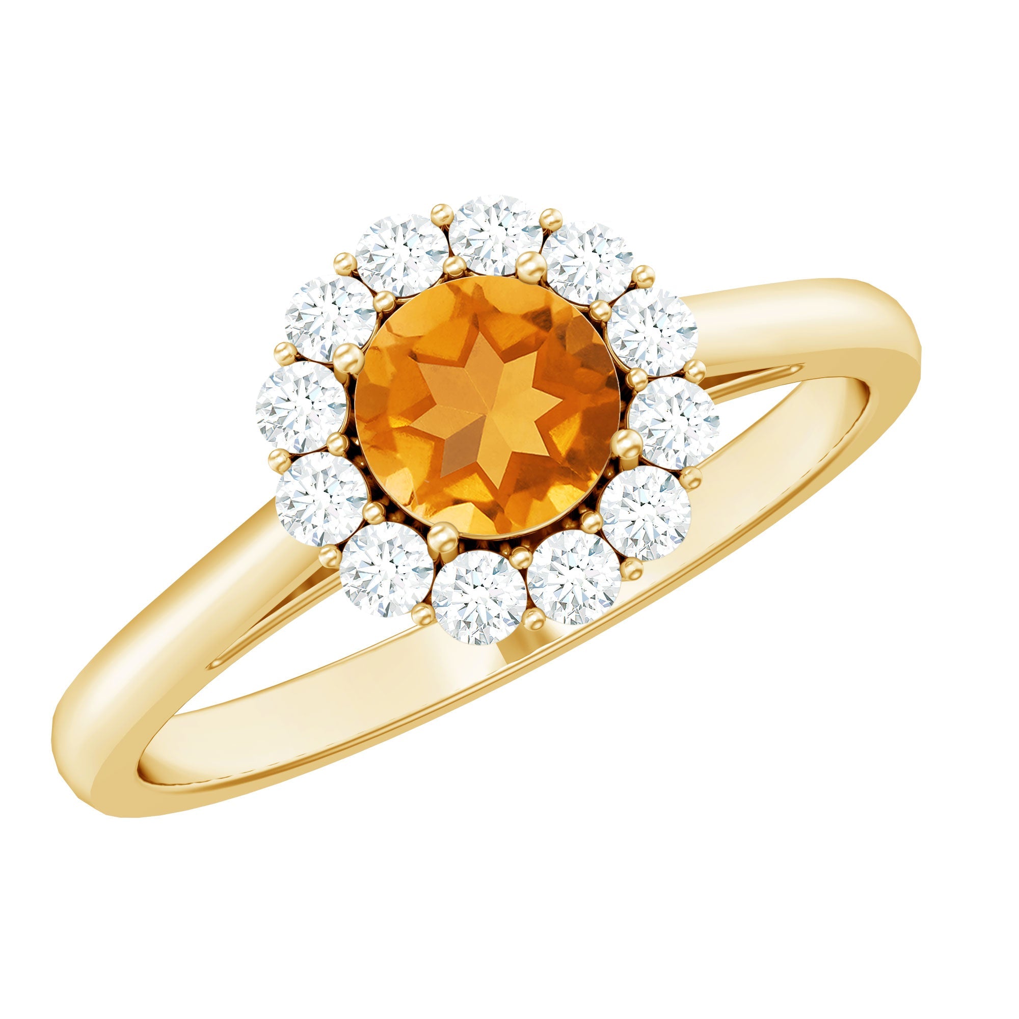 Natural Citrine Promise Ring with Diamond Halo | Rings | Wiccan Center