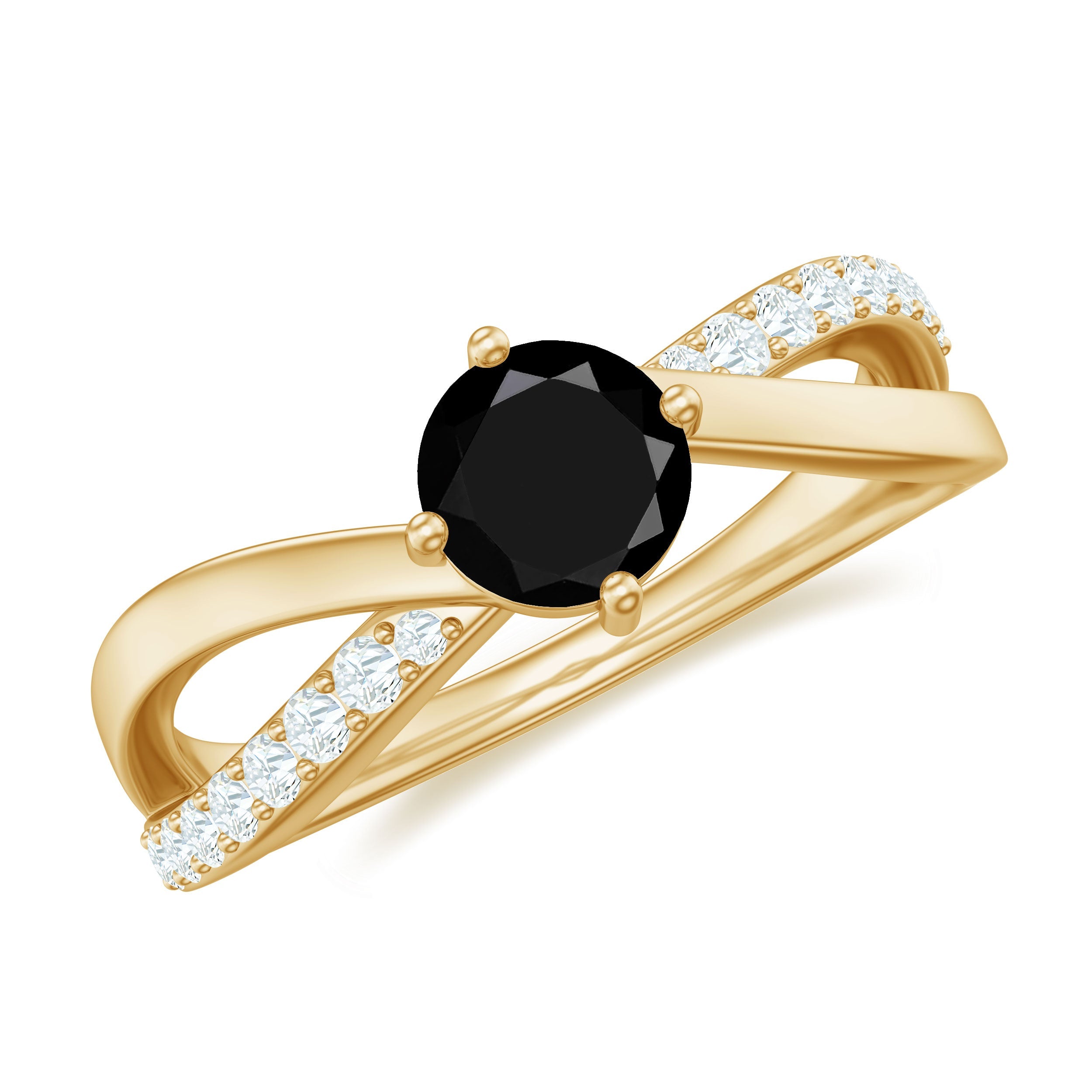 0.4 Carat Round Black Onyx Solitaire Infinity Ring with Diamond | Rings | Wiccan Center