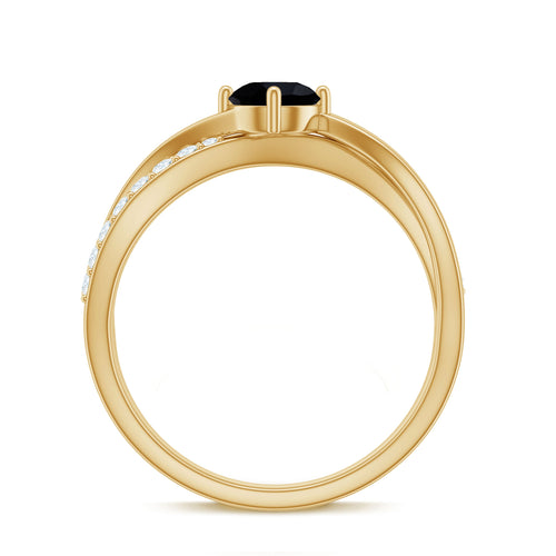 0.4 Carat Round Black Onyx Solitaire Infinity Ring with Diamond | Rings | Wiccan Center