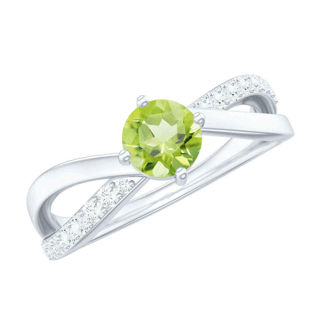 Natural 0.5 Carat Peridot Infinity Promise Ring with Diamond