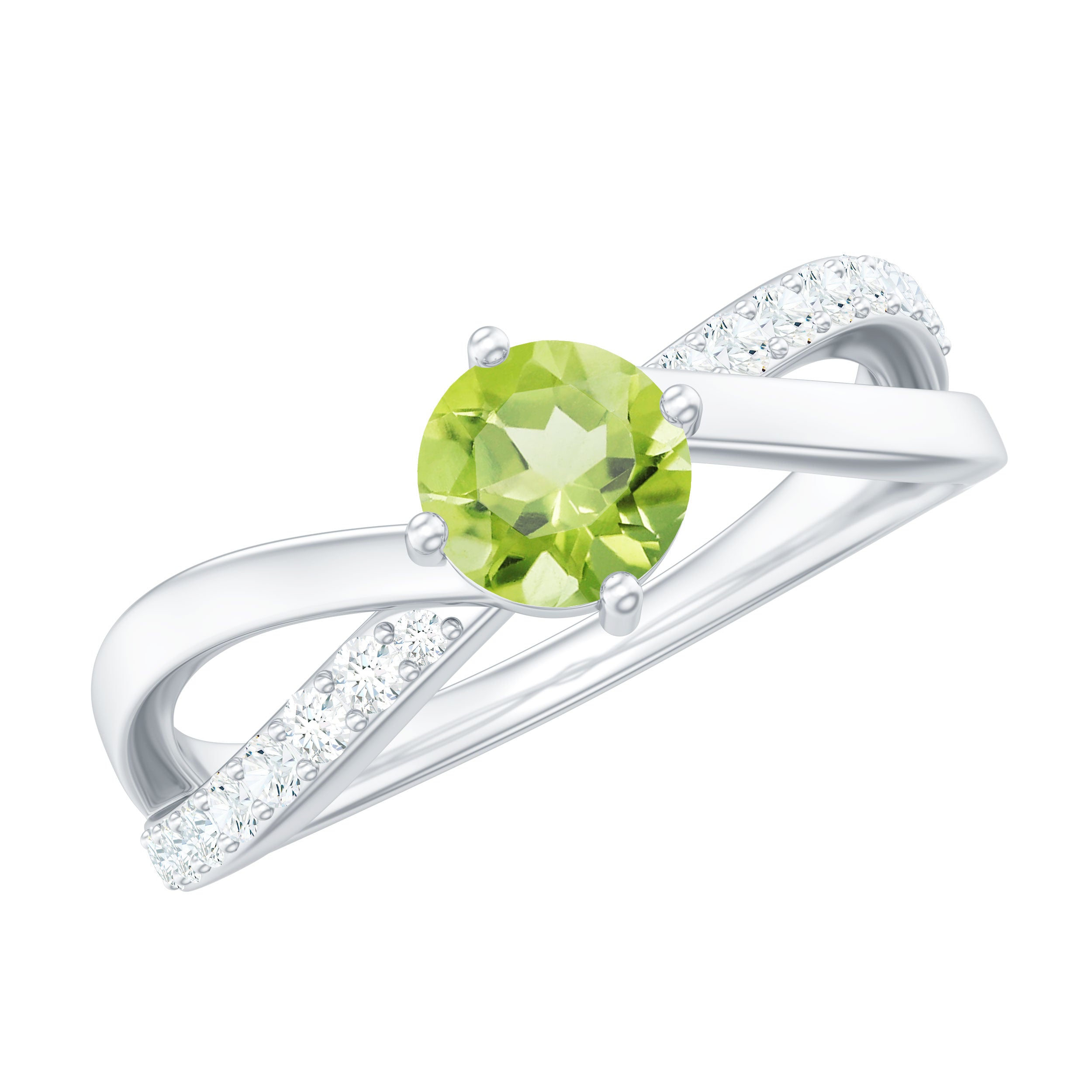 Natural 0.5 Carat Peridot Infinity Promise Ring with Diamond