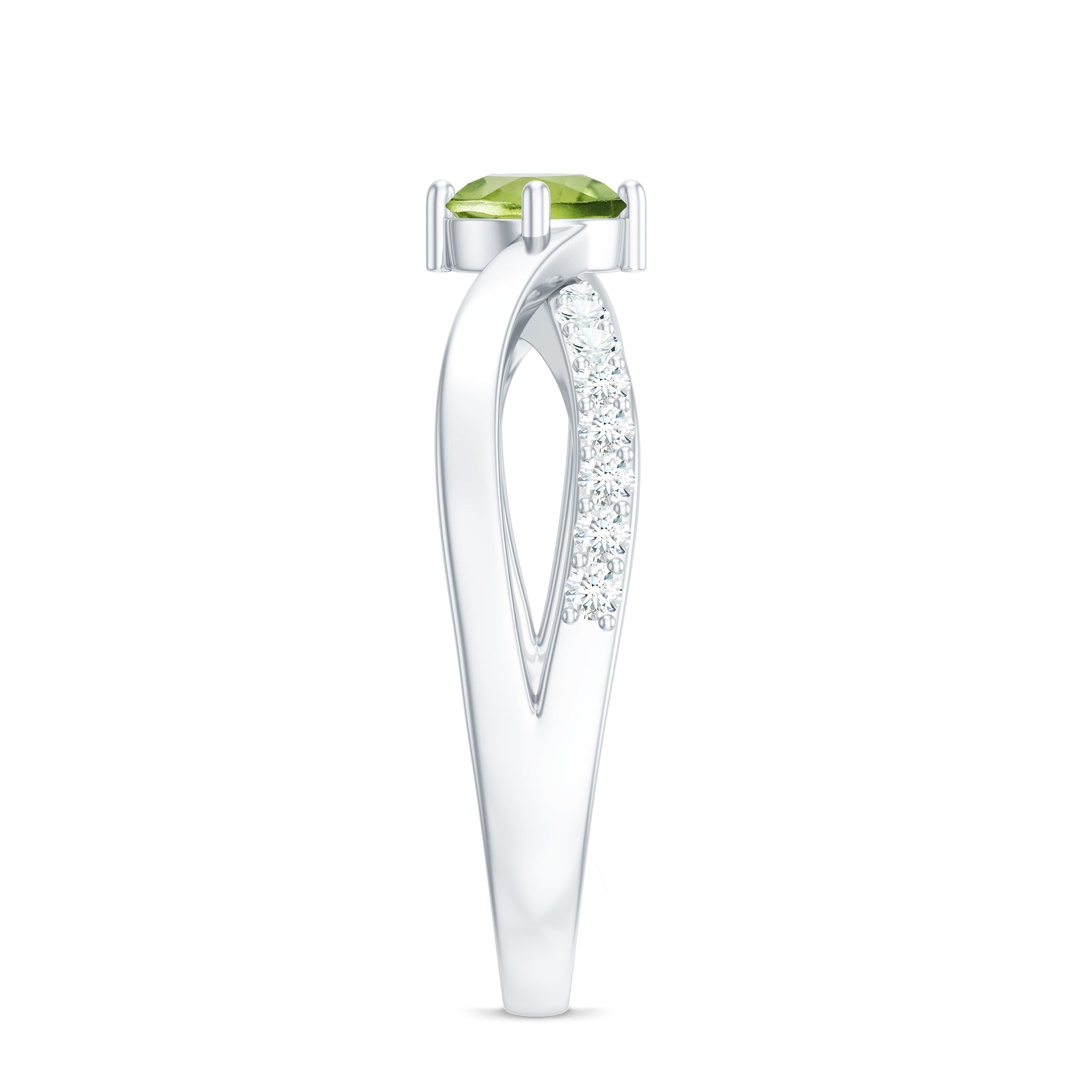 Natural 0.5 Carat Peridot Infinity Promise Ring with Diamond