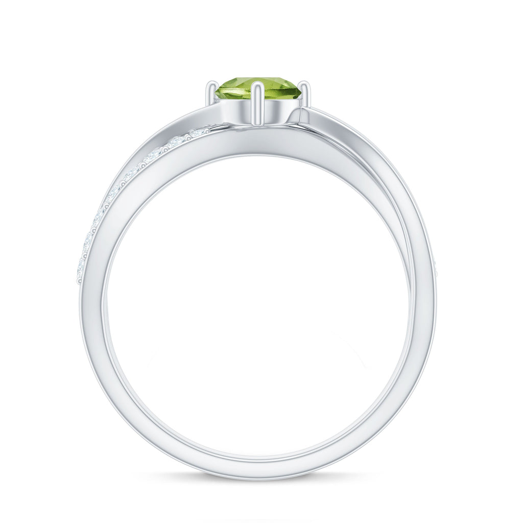 Natural 0.5 Carat Peridot Infinity Promise Ring with Diamond