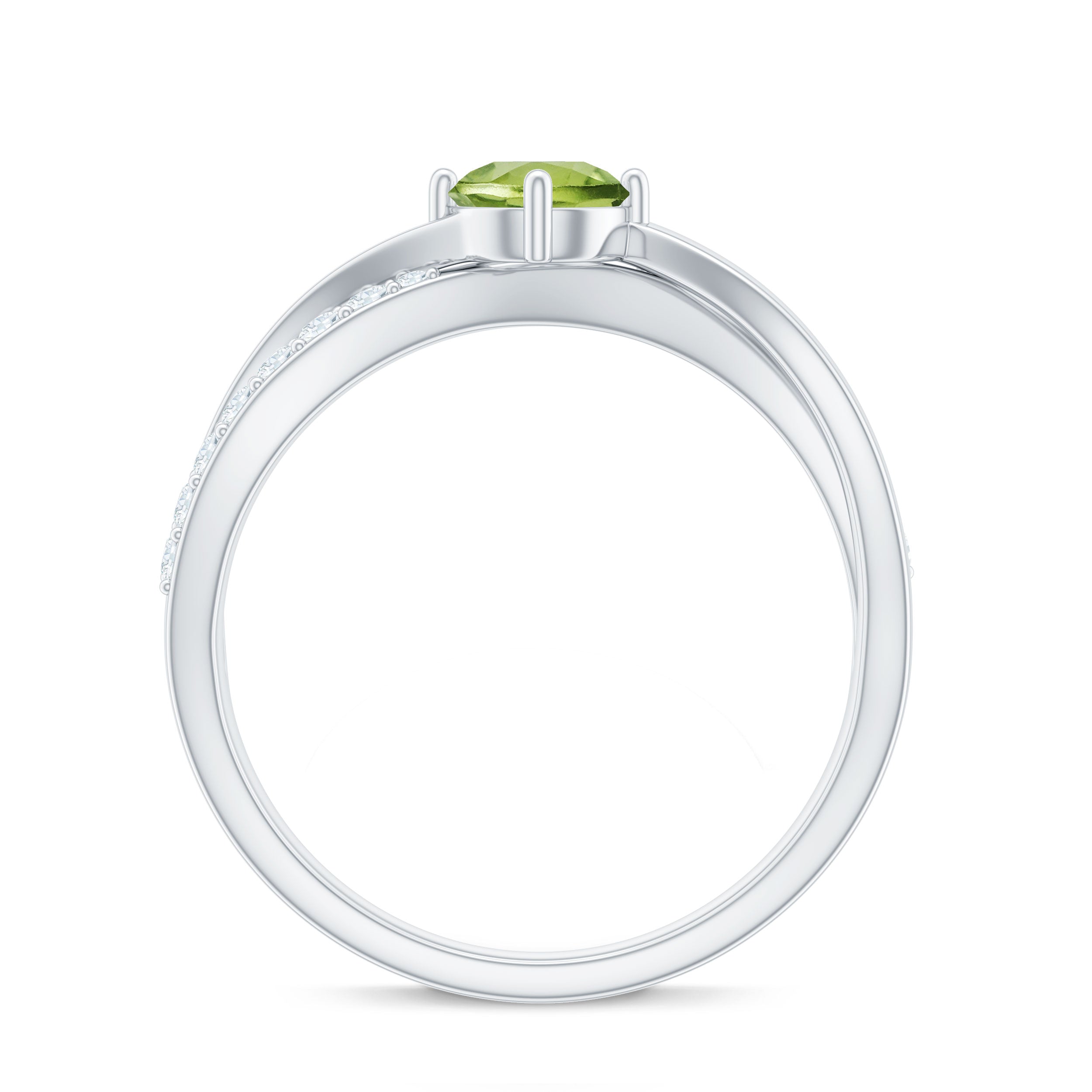 Natural 0.5 Carat Peridot Infinity Promise Ring with Diamond