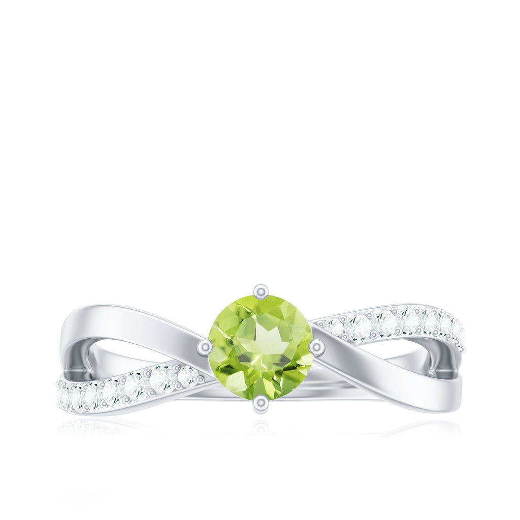 Natural 0.5 Carat Peridot Infinity Promise Ring with Diamond
