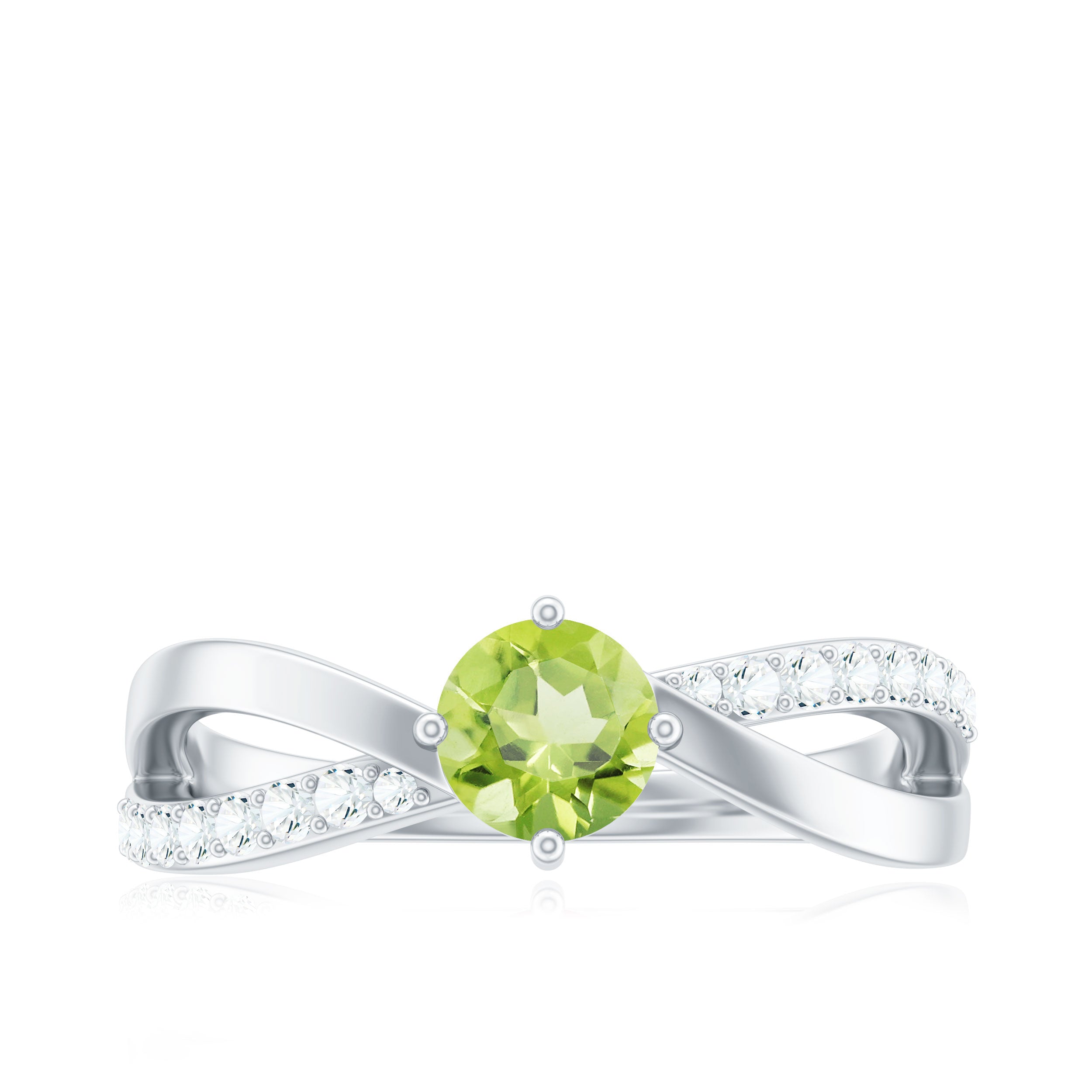 Natural 0.5 Carat Peridot Infinity Promise Ring with Diamond
