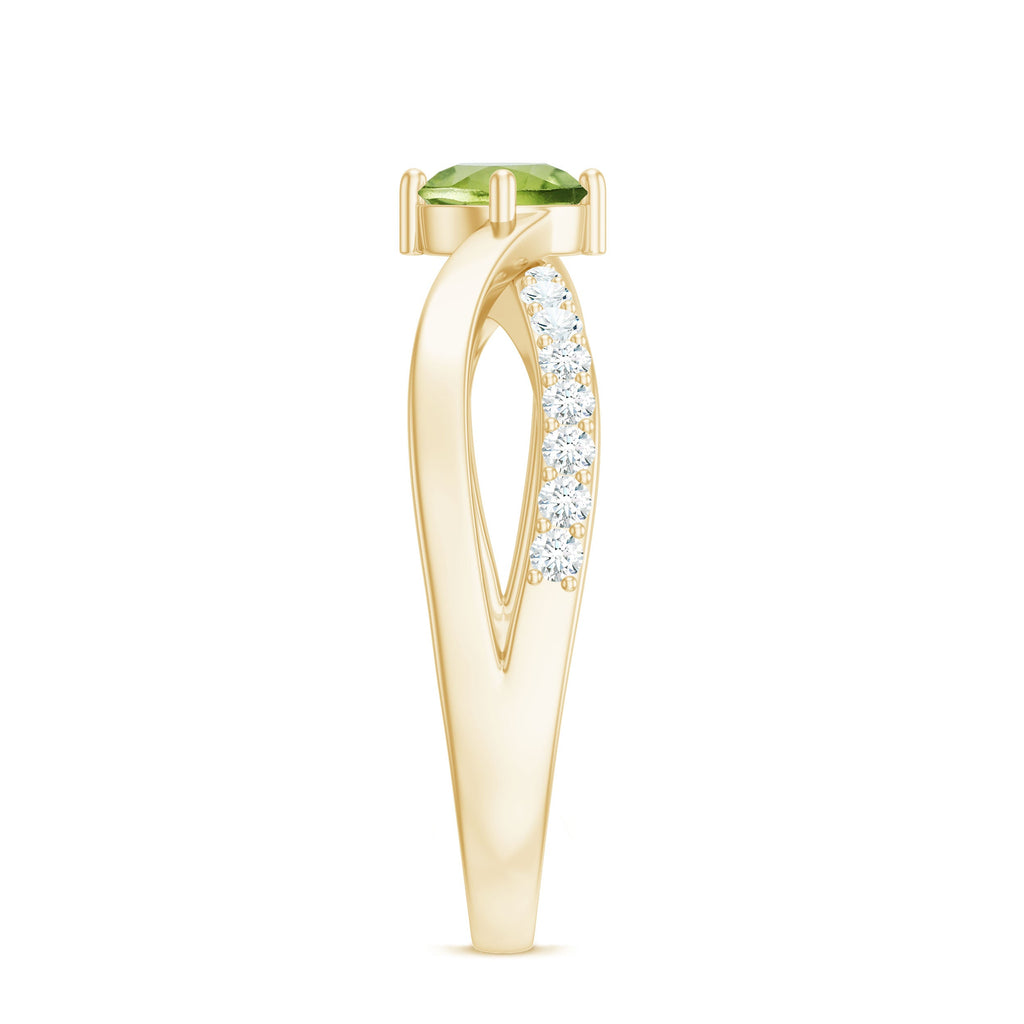 Natural 0.5 Carat Peridot Infinity Promise Ring with Diamond