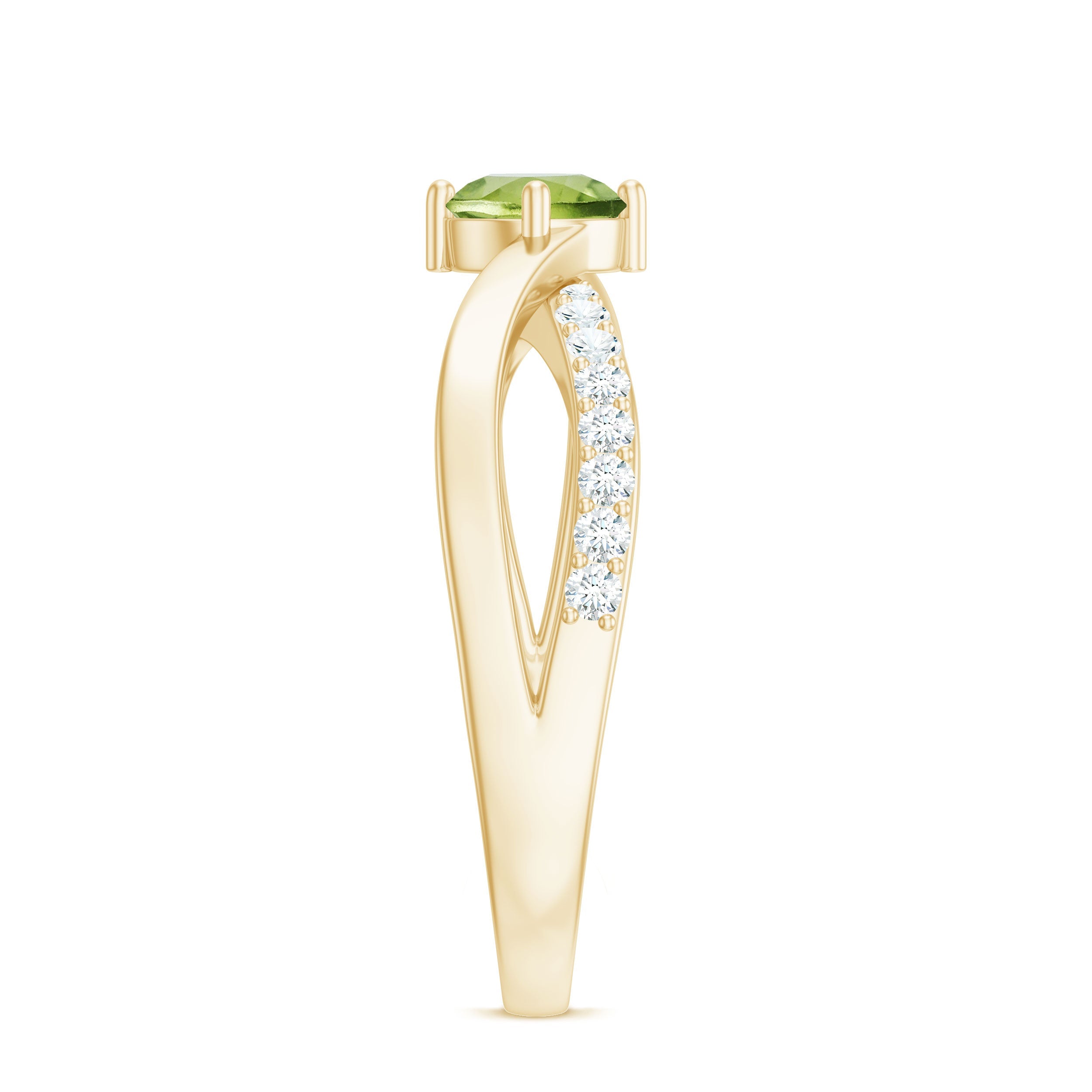 Natural 0.5 Carat Peridot Infinity Promise Ring with Diamond