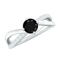 Certified Real Black Spinel Promise Ring with Diamond