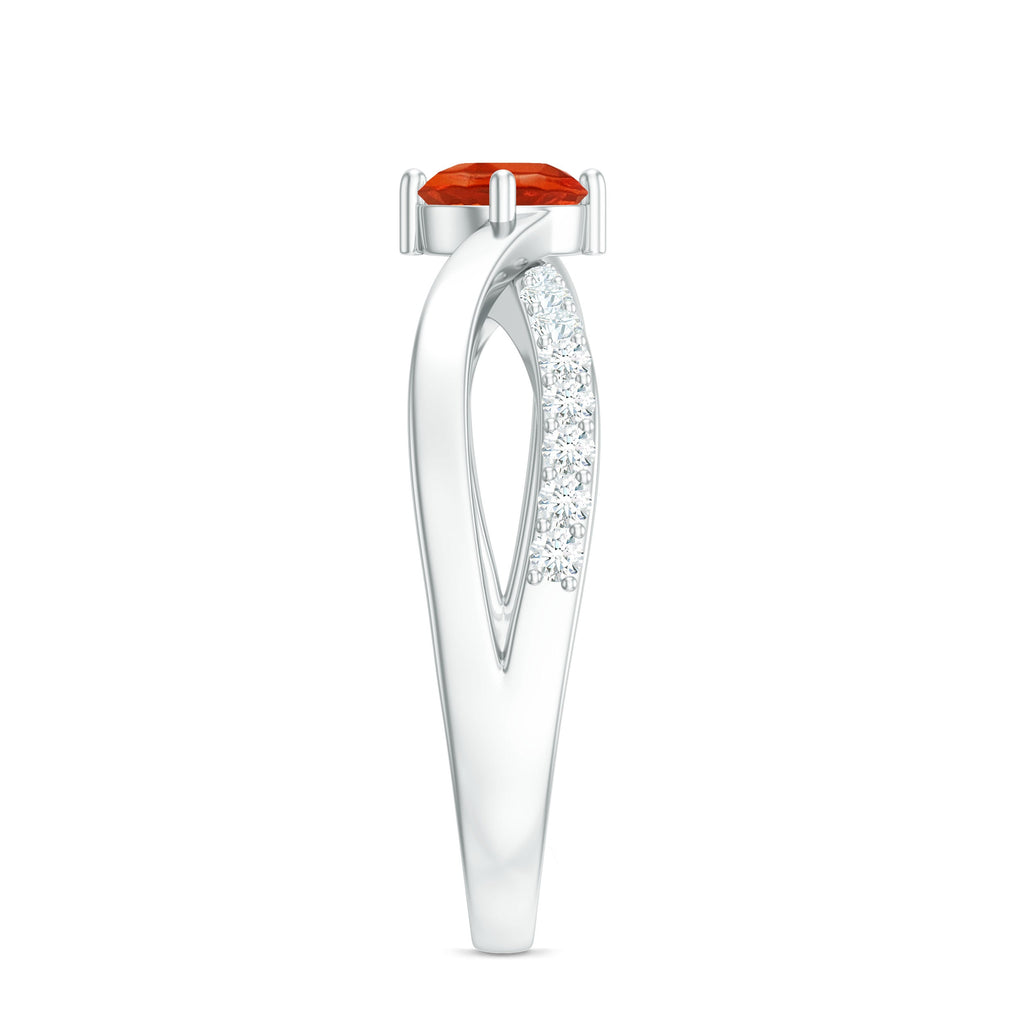 0.4 Carat Fire Opal and Diamond Infinity Engagement Ring