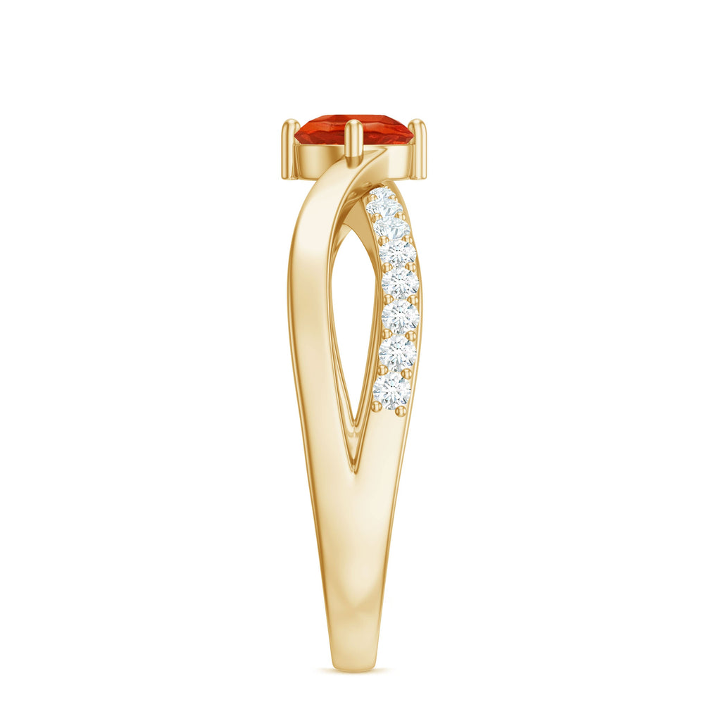 0.4 Carat Fire Opal and Diamond Infinity Engagement Ring