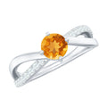 Certified Real Citrine Engagement Ring with Diamond Criss Cross Shank