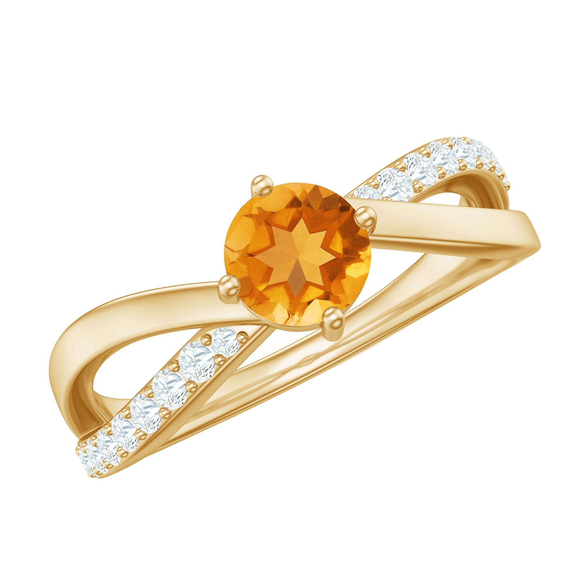Certified Real Citrine Engagement Ring with Diamond Criss Cross Shank | Rings | Wiccan Center