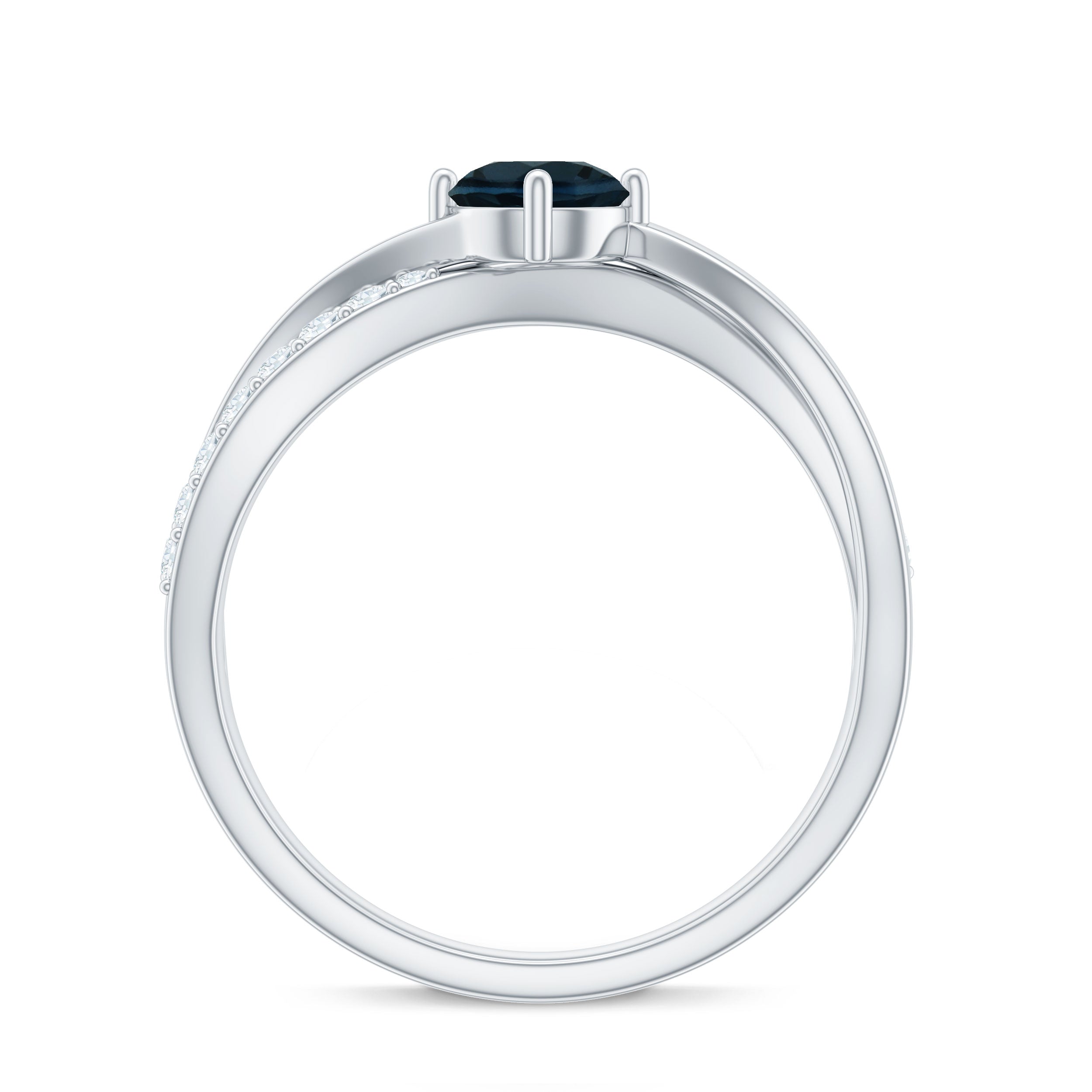 Certified London Blue Topaz Proposal Ring With Diamond