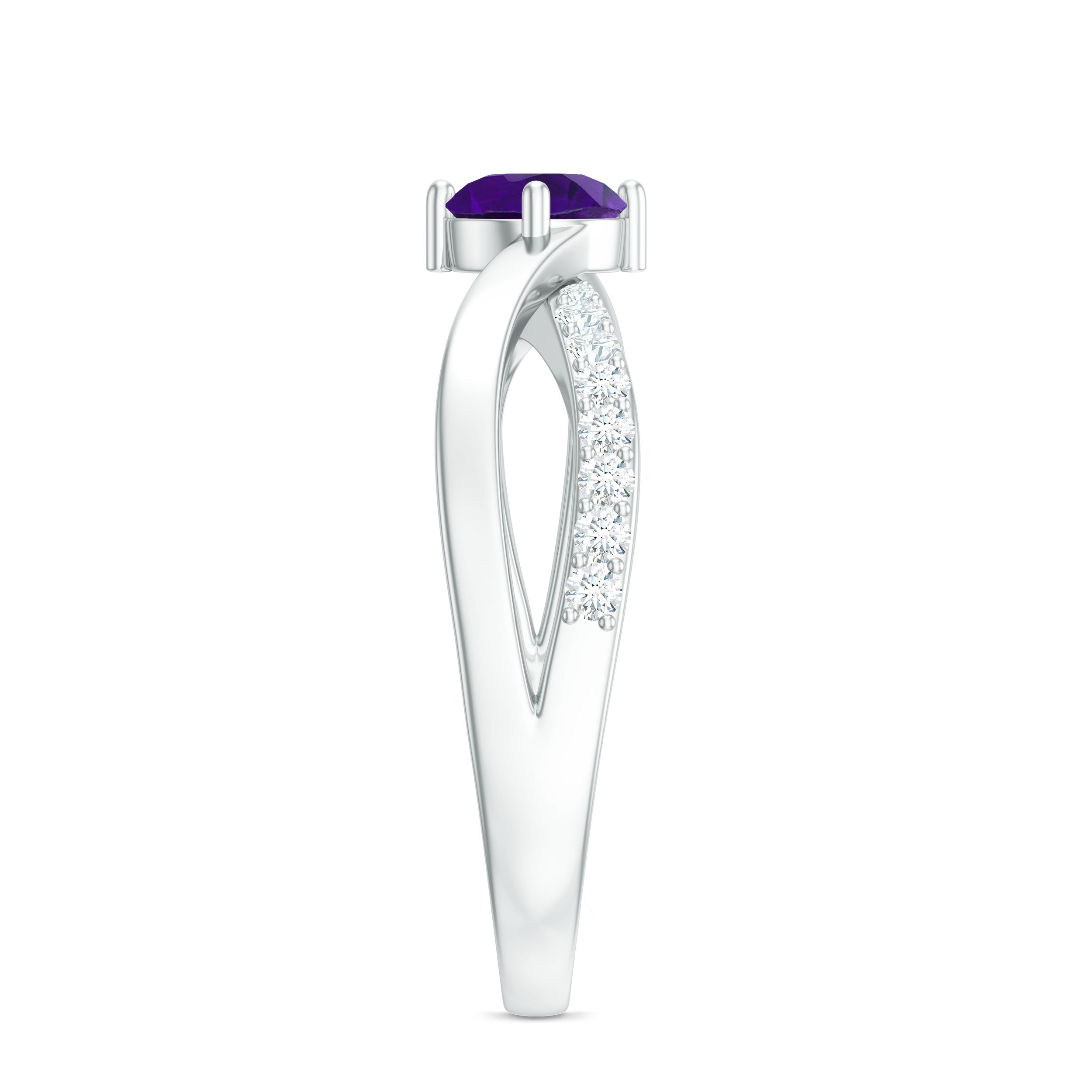 Real Amethyst Diamond Infinity Engagement Ring for Women