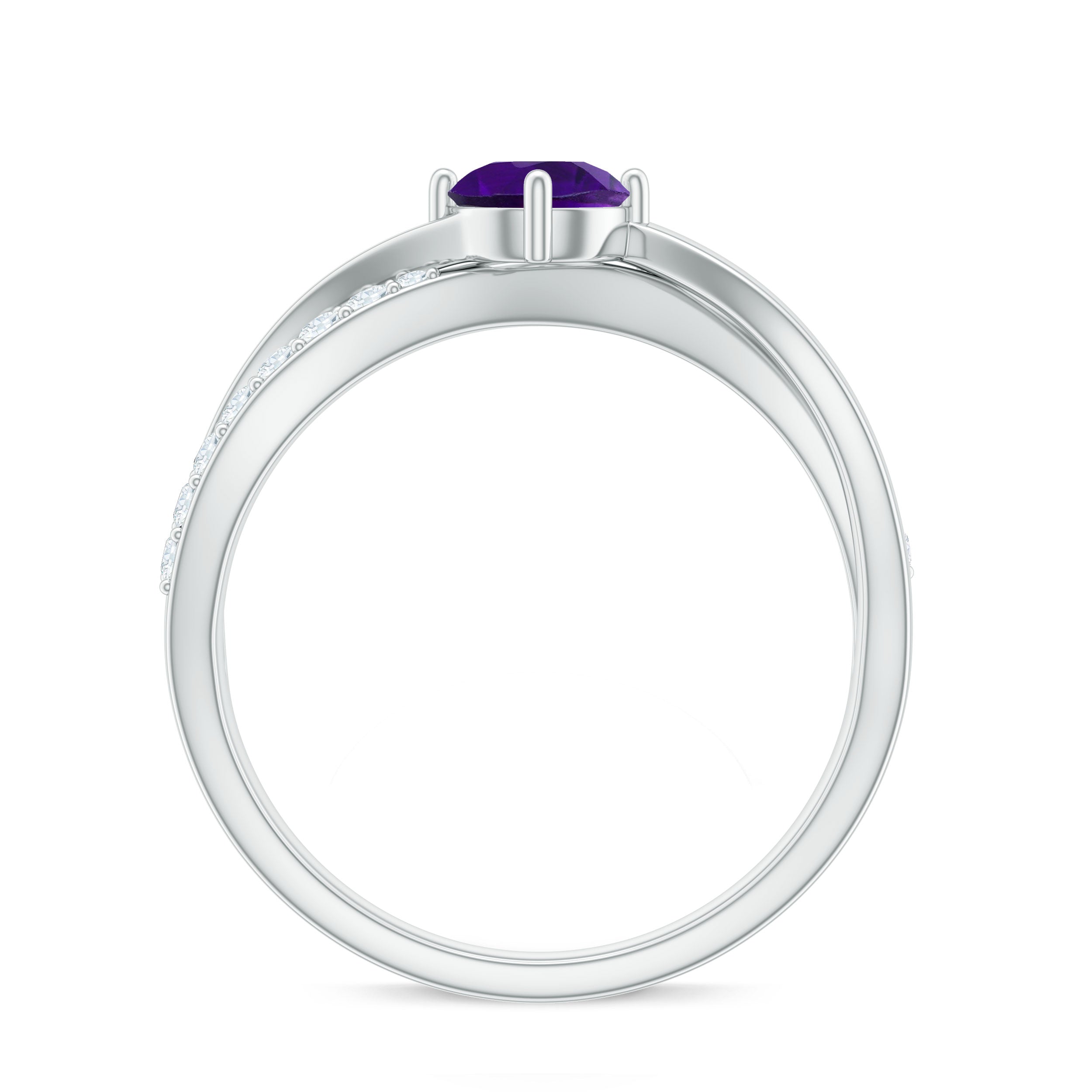 Real Amethyst Diamond Infinity Engagement Ring for Women