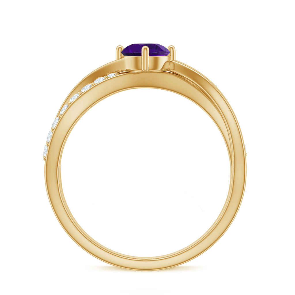 Real Amethyst Diamond Infinity Engagement Ring for Women