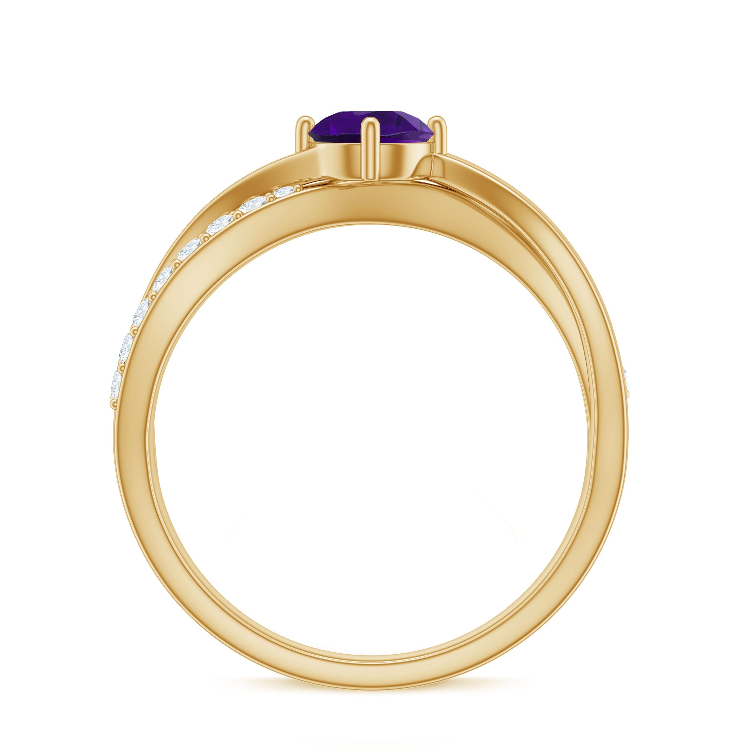 Real Amethyst Diamond Infinity Engagement Ring for Women