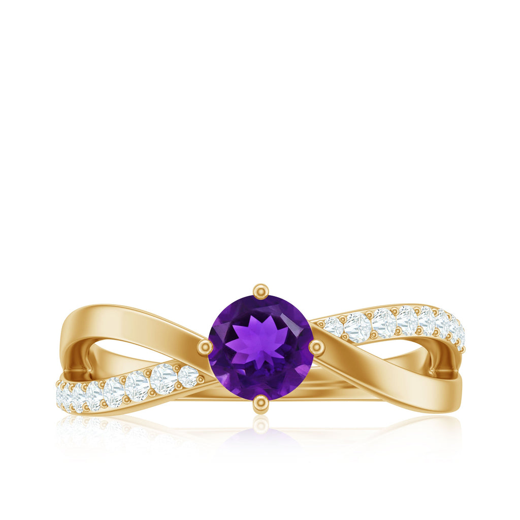 Real Amethyst Diamond Infinity Engagement Ring for Women