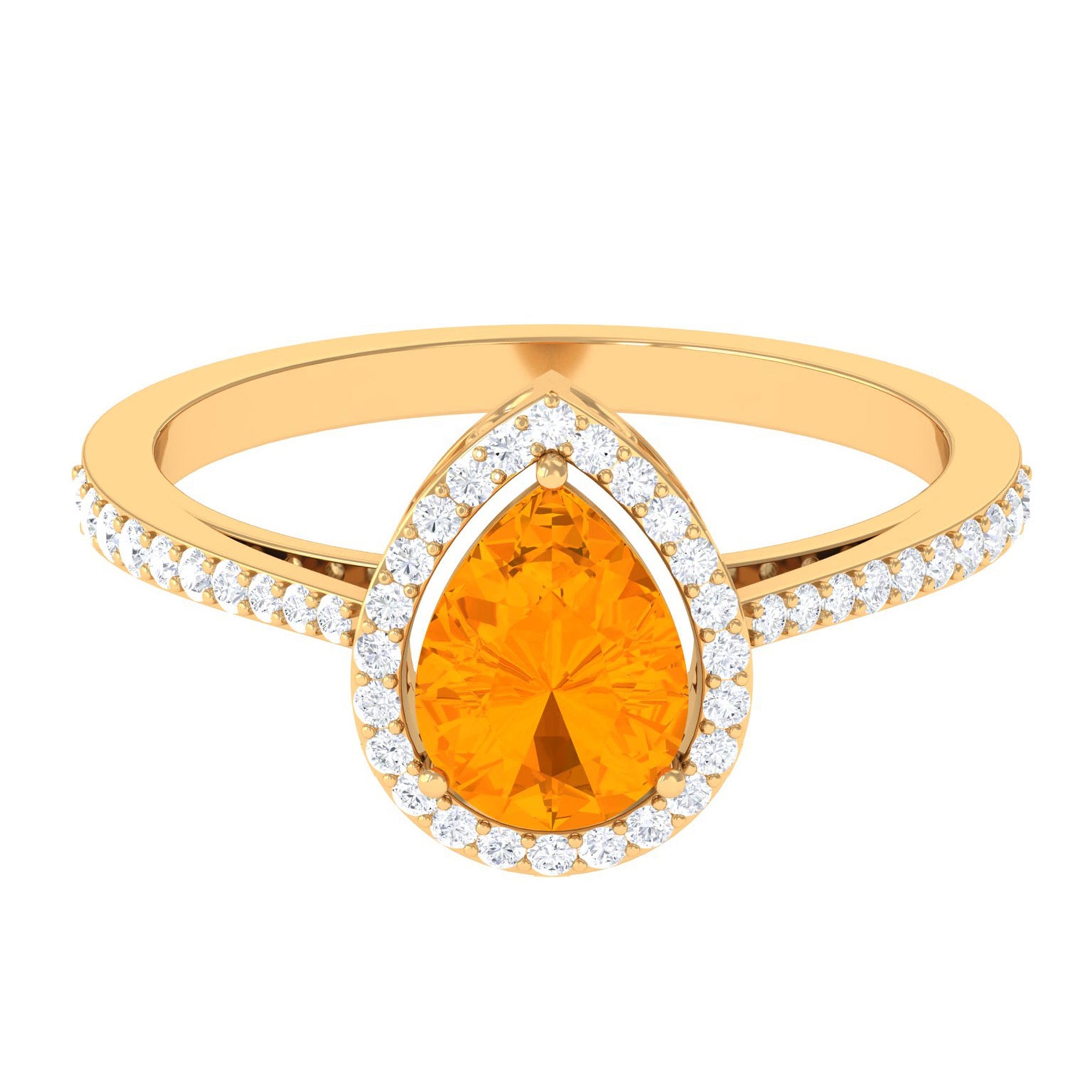 Real 0.6 Carat Fire Opal Teardrop Engagement Ring with Diamond Halo | Rings | Wiccan Center