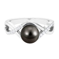 Tahitian Pearl Crossover Diamond Infinity Engagement Ring