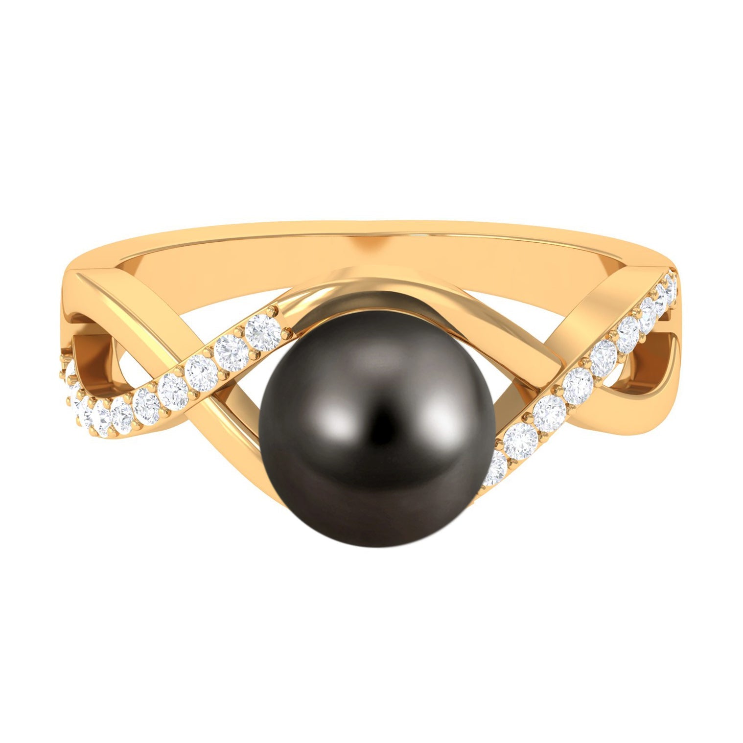 Tahitian Pearl Crossover Diamond Infinity Engagement Ring | Rings | Wiccan Center
