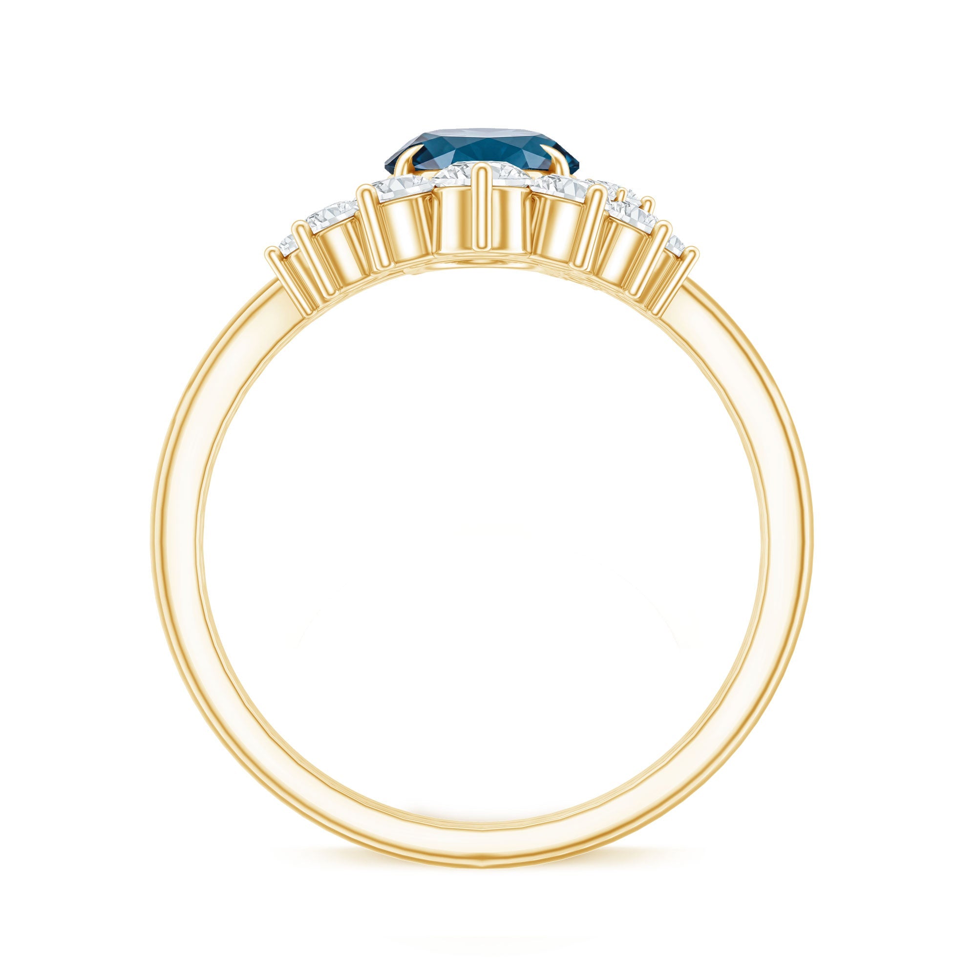 Oval London Blue Topaz and Diamond Designer Ring Set