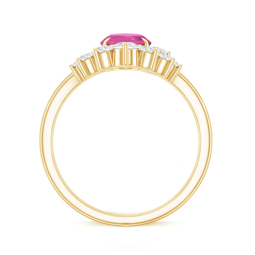 1 Carat Oval Pink Tourmaline and Diamond Wedding Ring Set | Rings | Wiccan Center