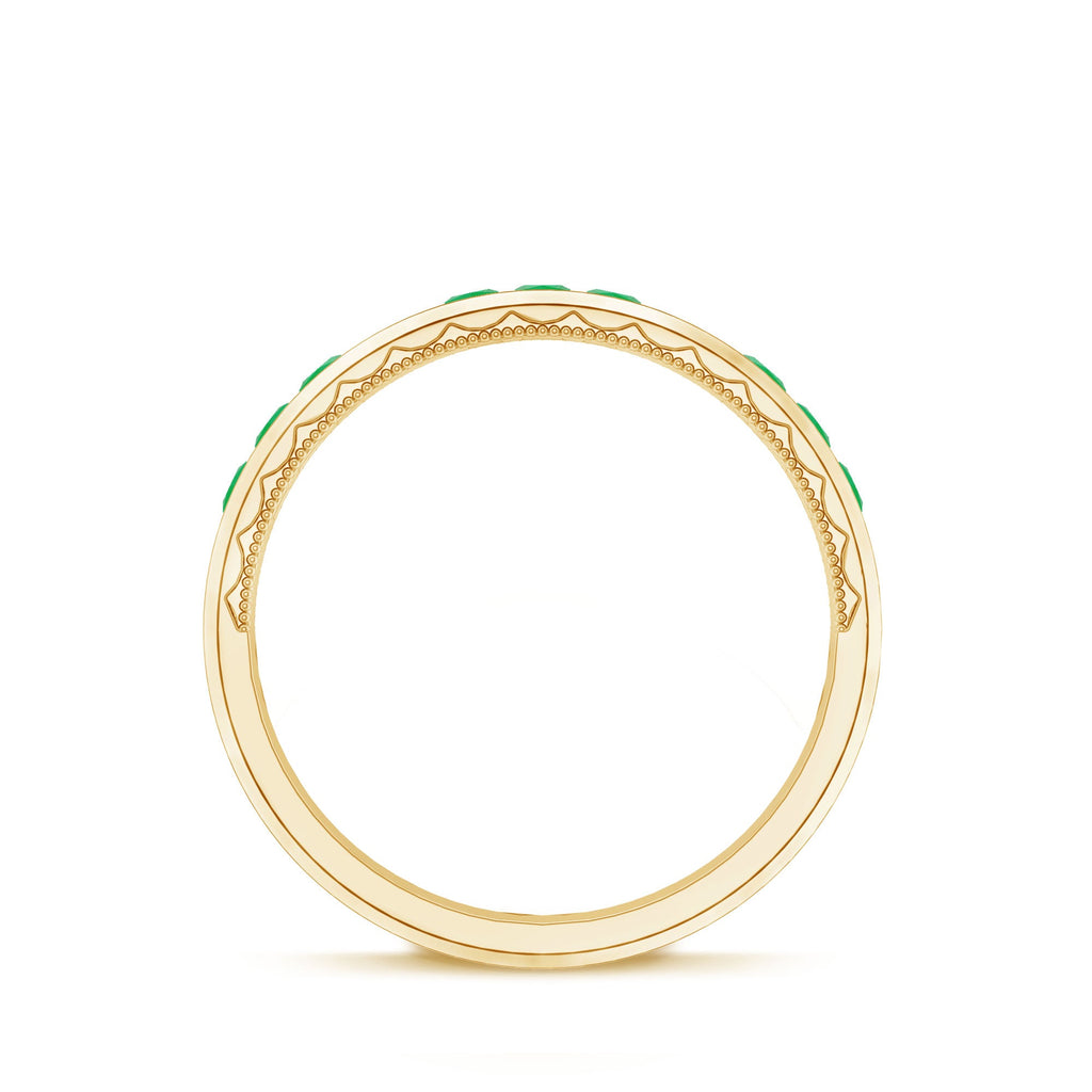 Princess Cut Emerald Mens Wedding Band in Channel Setting
