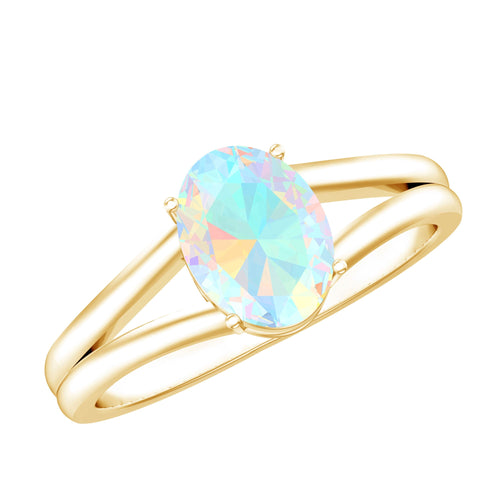 1.2 Carat Genuine Oval Ethiopian Rainbow Opal Split Shank Engagement Ring | Rings | Wiccan Center
