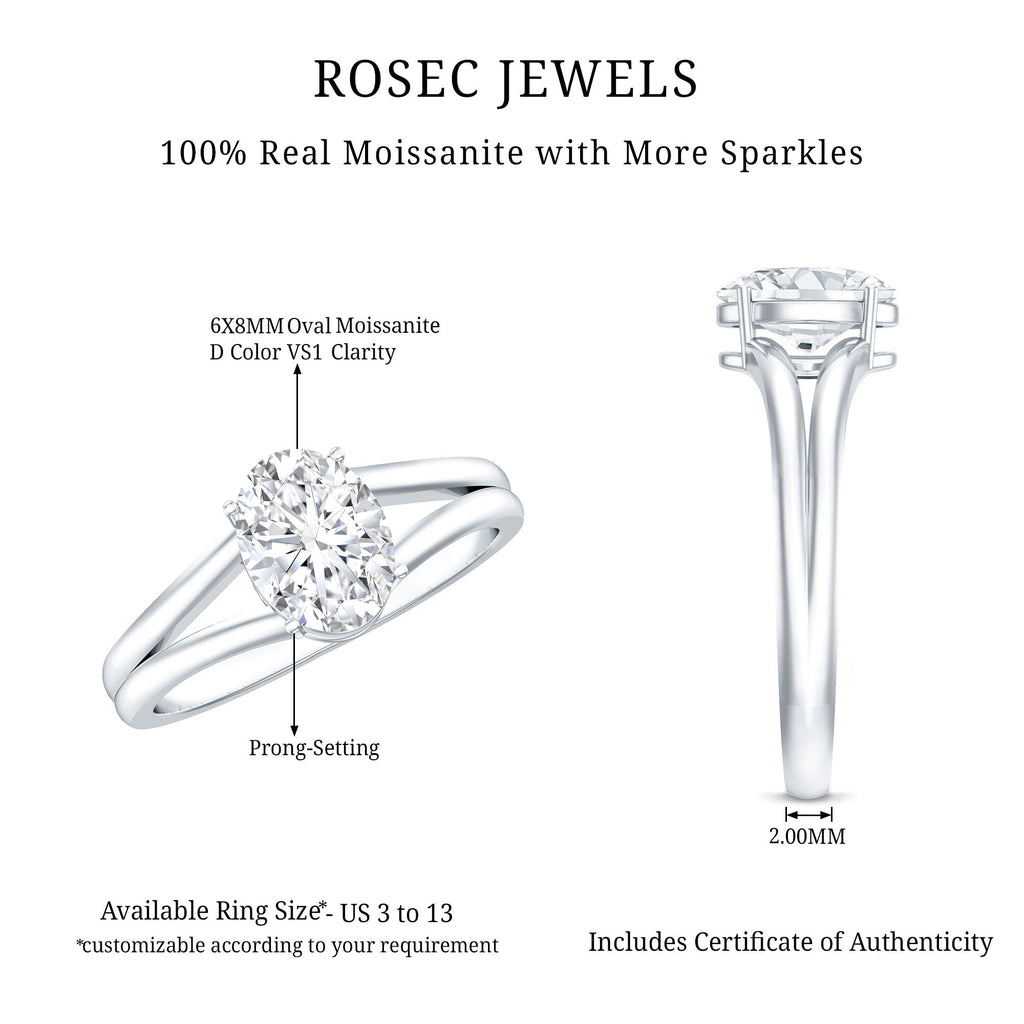 1 Carat Oval Moissanite Engagement Ring With Certificate