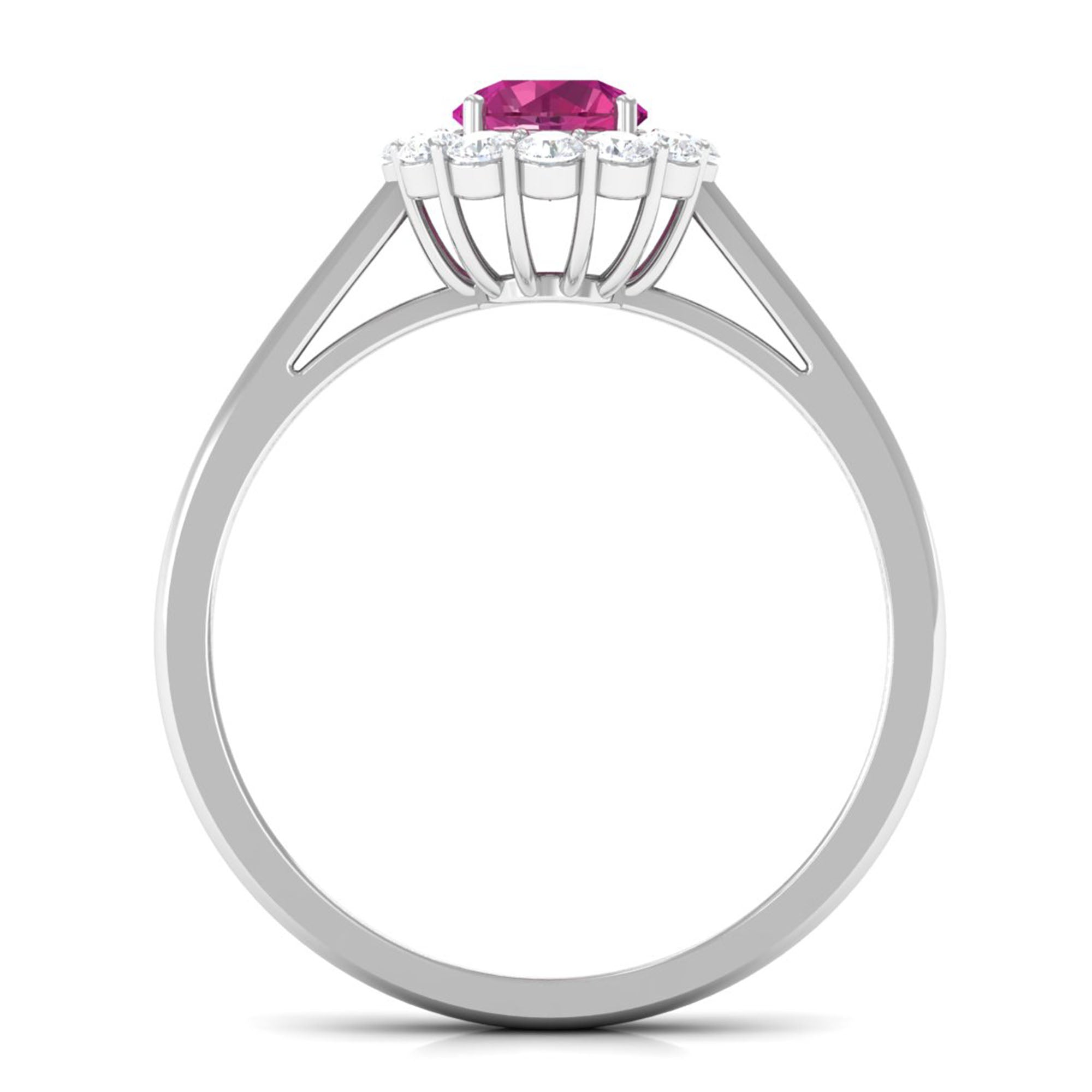 0.45 Carat Pink Tourmaline and Diamond Halo Engagement Ring