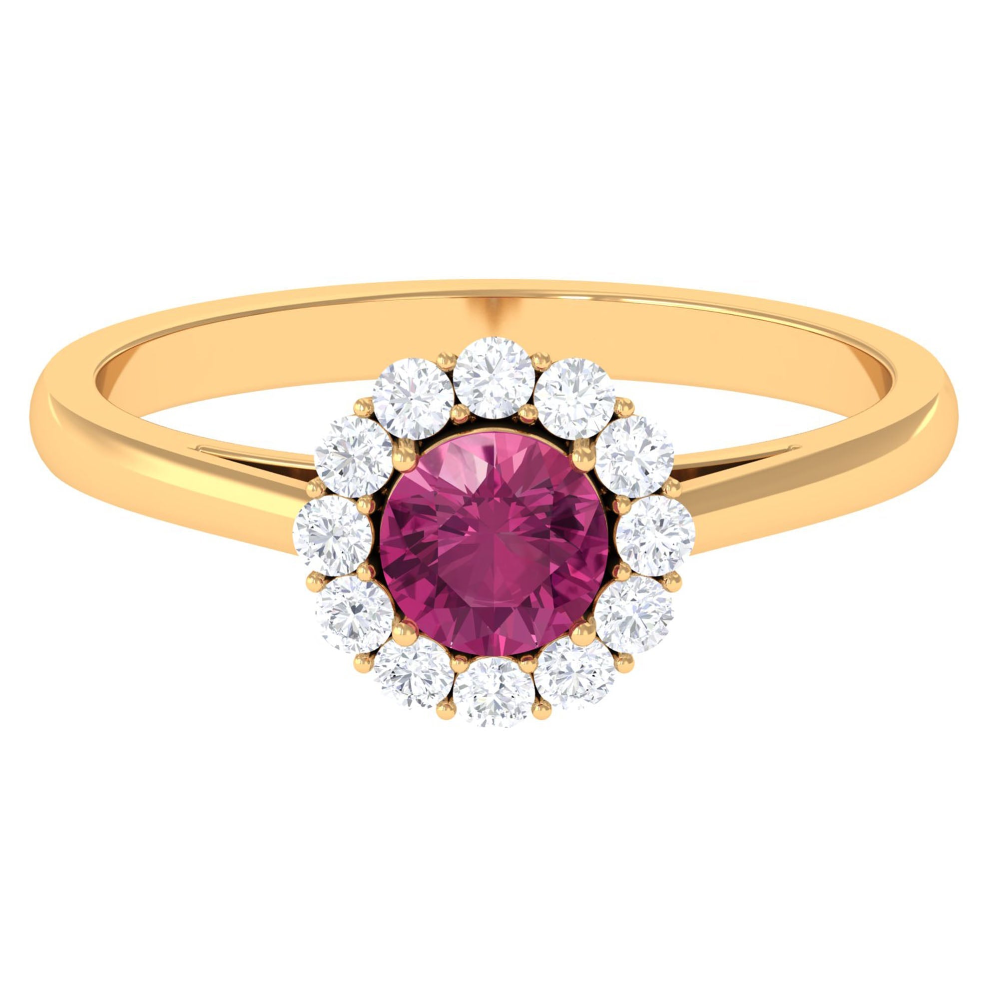 0.45 Carat Pink Tourmaline and Diamond Halo Engagement Ring | Rings | Wiccan Center