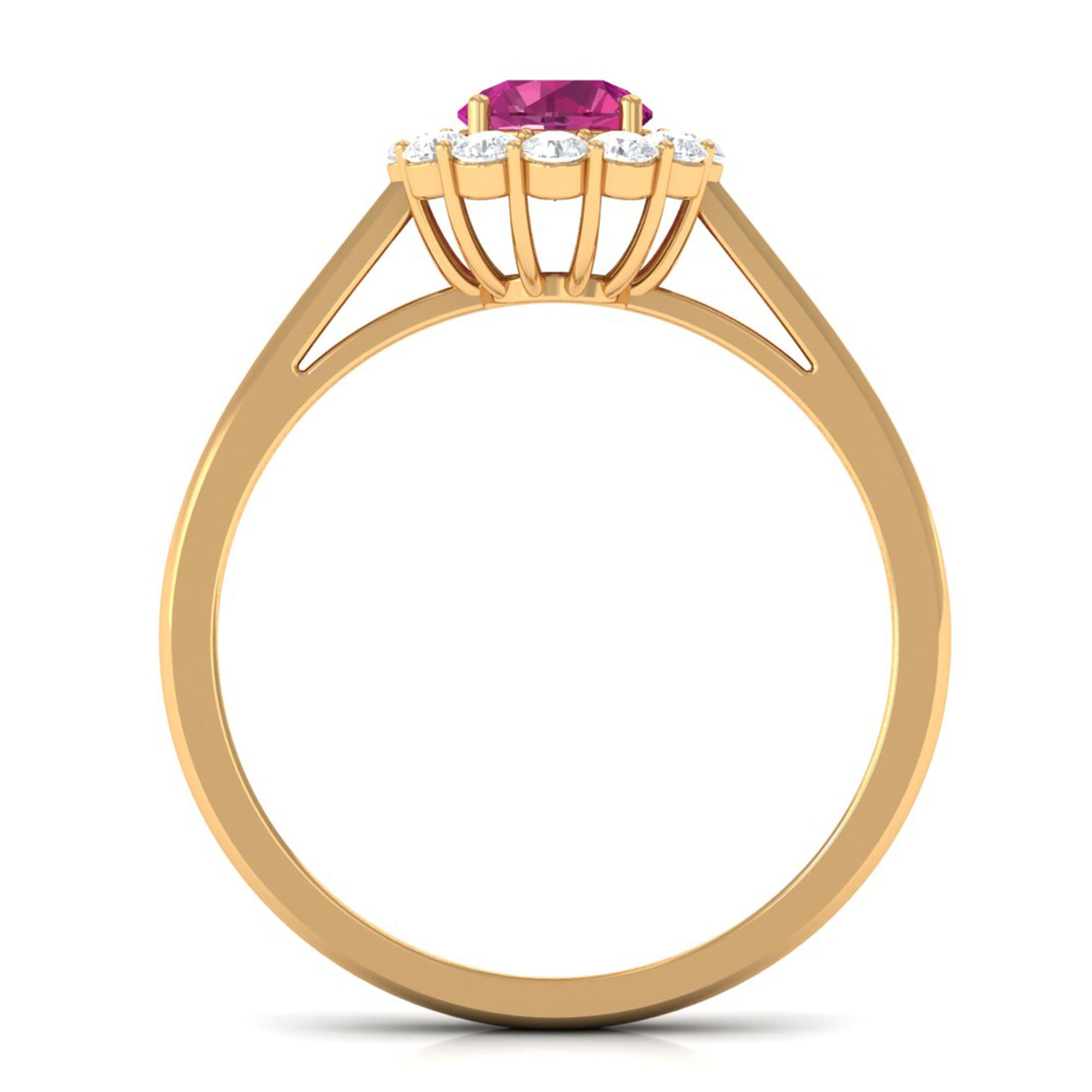 0.45 Carat Pink Tourmaline and Diamond Halo Engagement Ring
