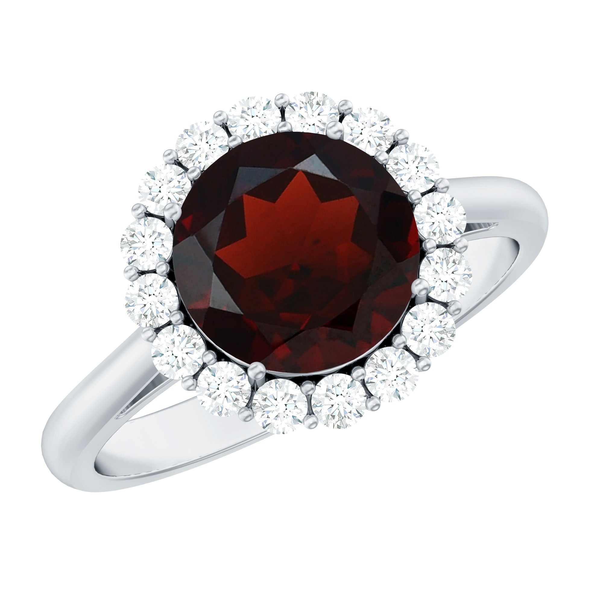 Certified 2.3 Carat Real Garnet Engagement Ring with Diamond Halo