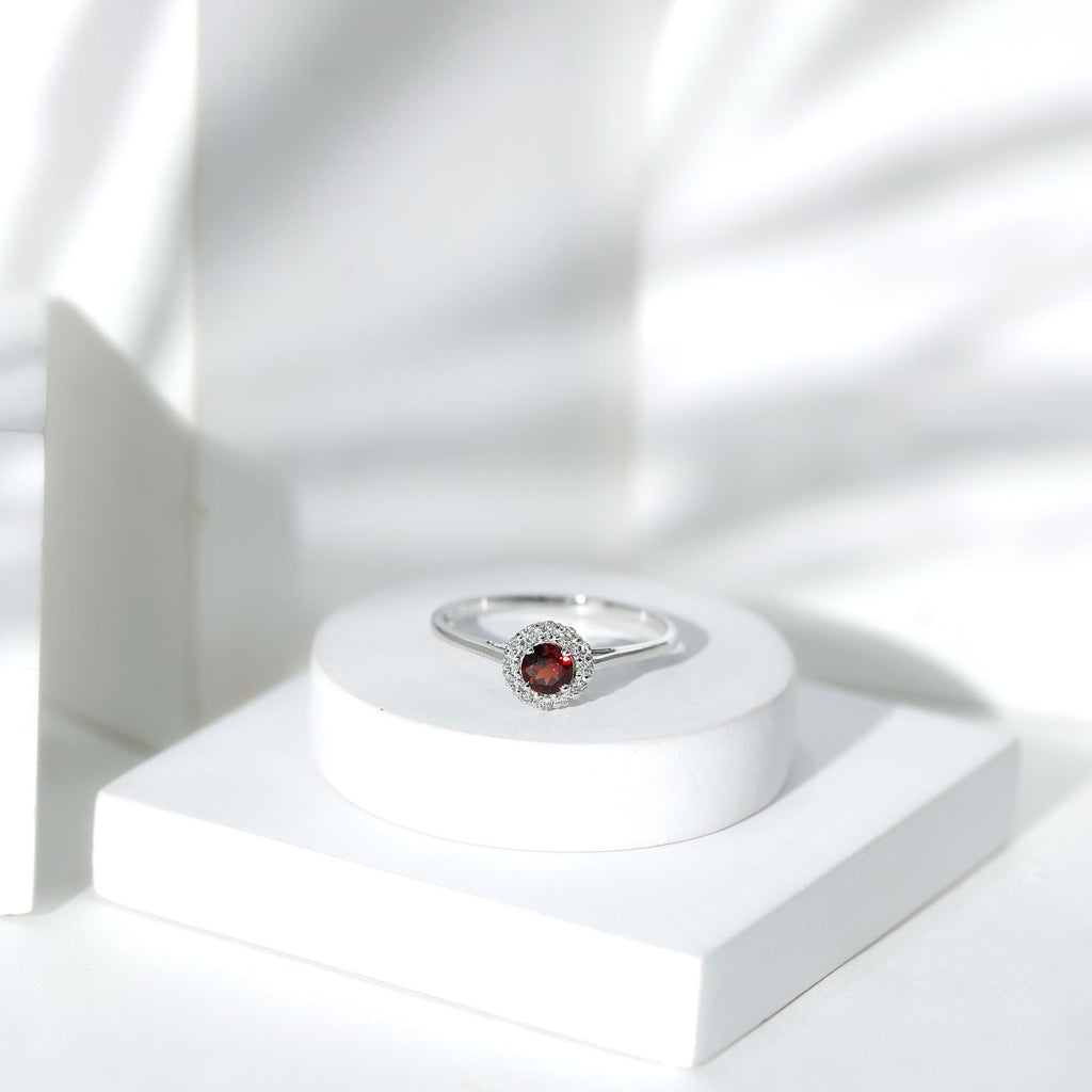 Certified 2.3 Carat Real Garnet Engagement Ring with Diamond Halo