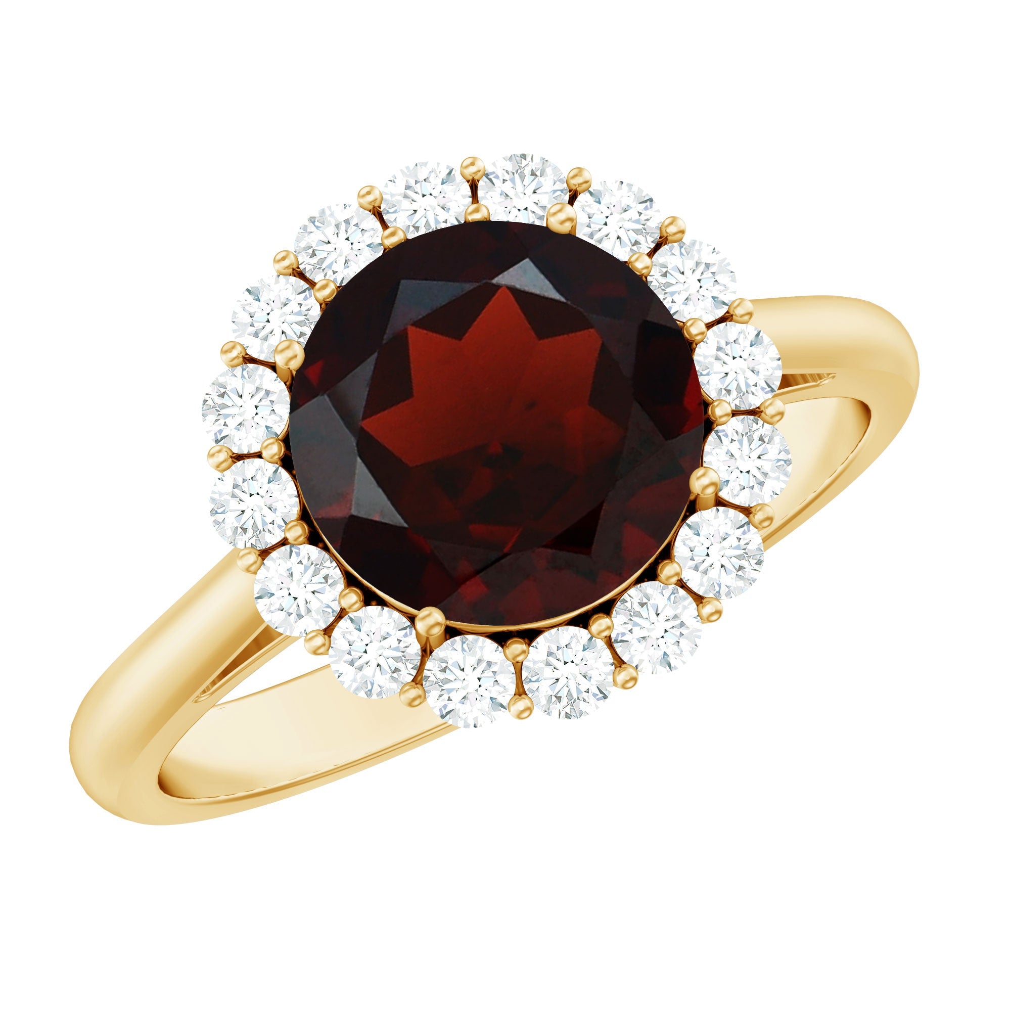 Certified 2.3 Carat Real Garnet Engagement Ring with Diamond Halo | Rings | Wiccan Center